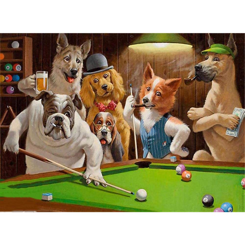 500-6000 Piece CSYY-YJ Wooden Jigsaw Puzzle - Dog Playing Billiards Art for Adults & Kids, DIY Educational Toy, Home Decor Gift for Puzzle Lovers (Perfect for Family Game Nights, Classroom Activities & Stress Relief)