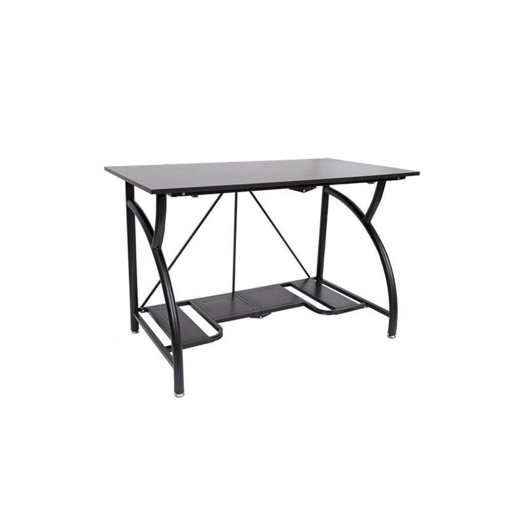 2-Pack Origami Folding Table Desk with Wheels - Portable Office & Study Desk for Home, Dorm, Camping - Black Space-Saving Workstation