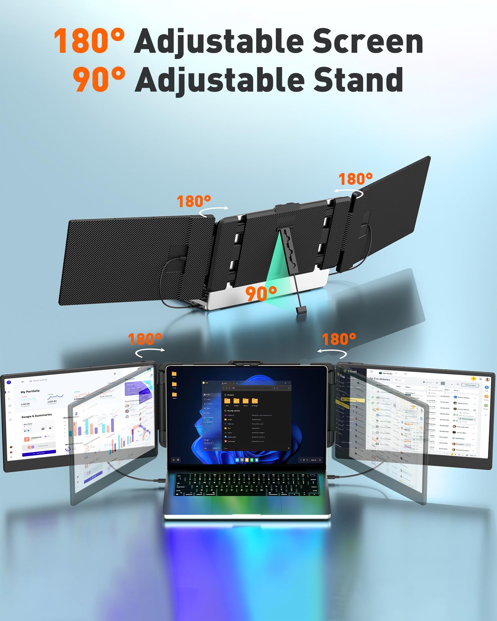14-inch Portable Laptop Monitor - 1920x1080 FHD IPS Display, 60Hz Refresh Rate, USB-C & HDMI Input - Lightweight Second Screen for Travel, Home Office, Gaming & Productivity (Dual Monitor Setup)