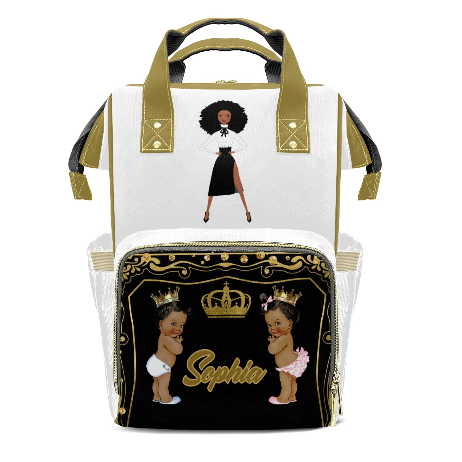 Custom Personalized African Print Baby Diaper Backpack - Bling Name Embroidery Mummy Bag for Newborn Essentials & Travel | Perfect Baby Shower Gift & Nursery Organization