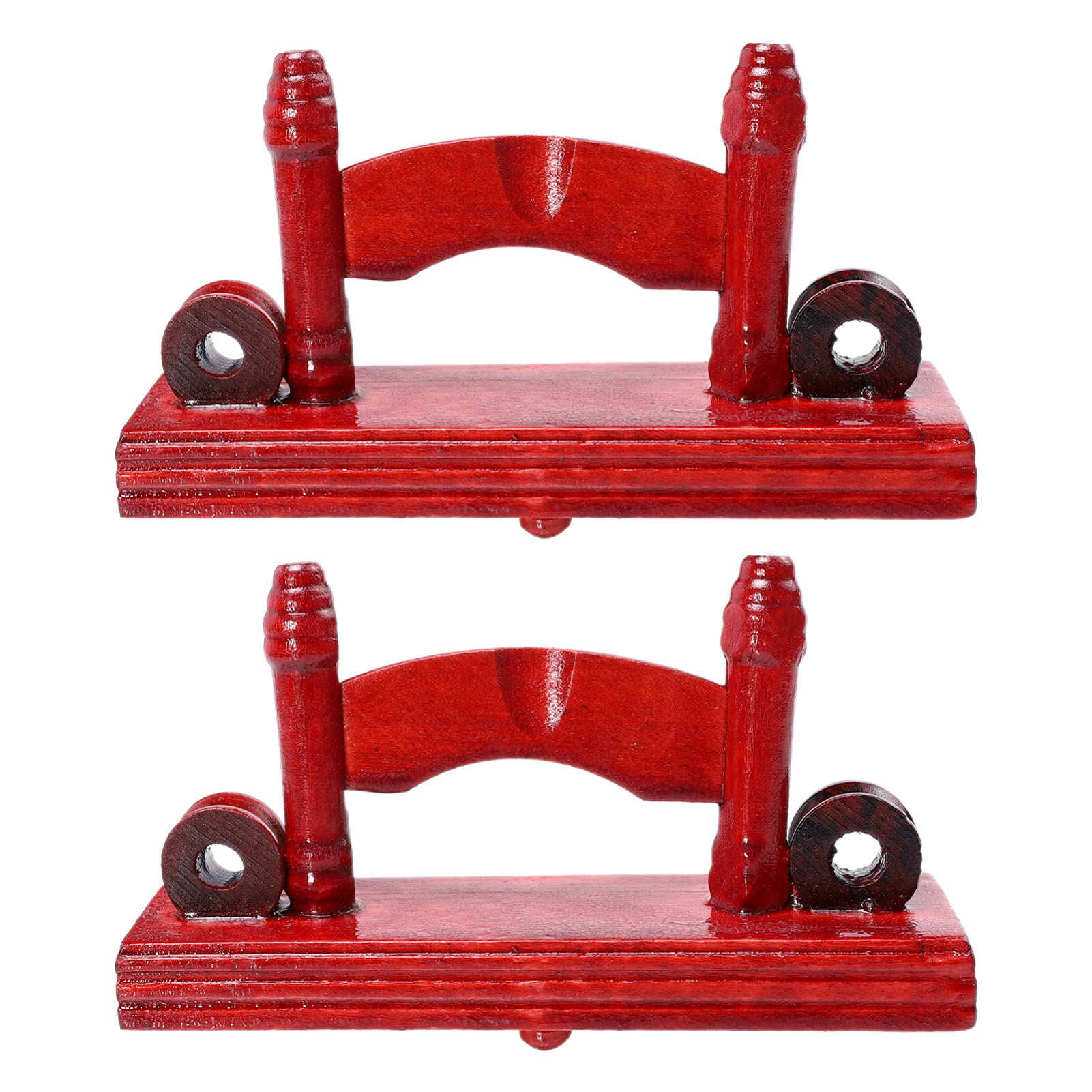 2-Pack Cabilock Wooden Folding Fan Display Stand - Chinese & Japanese Hand Fan Holder, Tabletop Decorative Rack for Home Decor (Dark Red) - Perfect for Vintage Fan Collections, Asian-Themed Decor, and Gift Displays