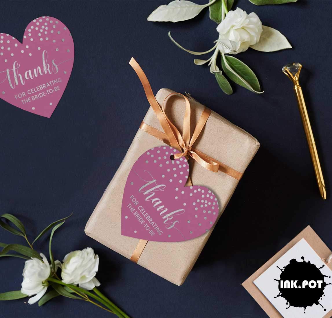 50pcs Real Silver Foil Bridal Shower Favor Tags - Thank You Gift Tags for Bride to Be Celebration - Perfect for Wedding Favors, Bridal Party Decorations & Special Event Invitations