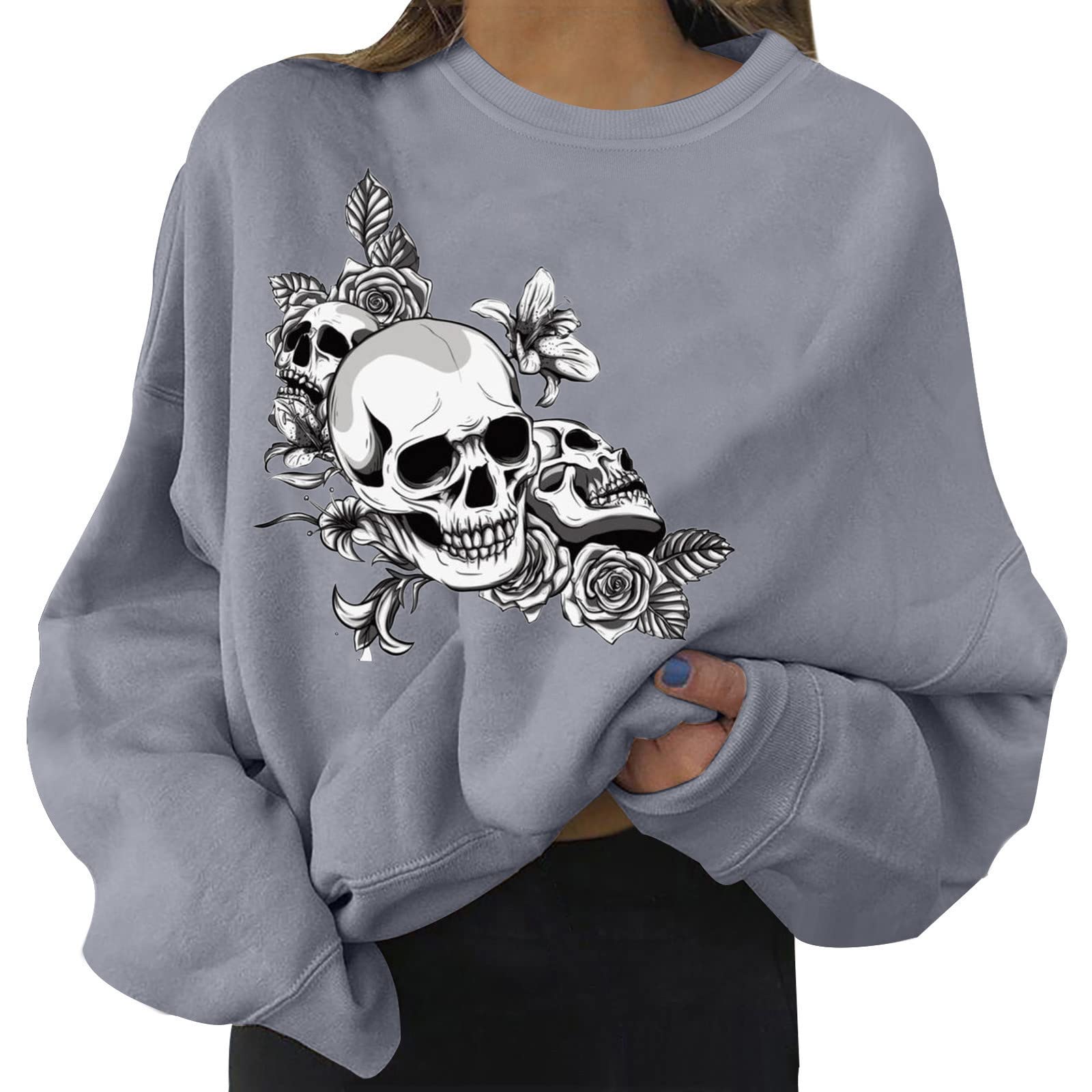 Malbaba Women's Halloween Casual Blouse Tops - Plus Size Trendy Long Sleeve Tunic with Pumpkin Ghost Print | Perfect for Halloween Parties, Costume Events & Autumn Fashion