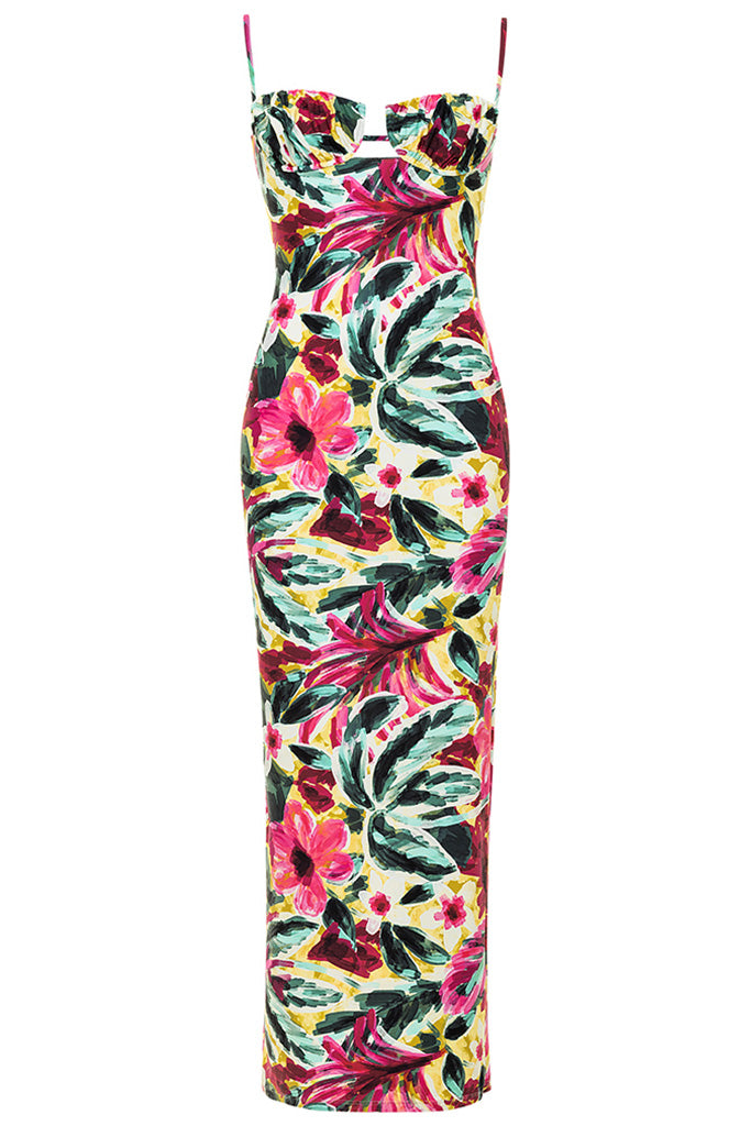 Montce Women's Isla Floral Long Slip Dress - Elegant Flowy Maxi Dress for Summer, Beach, Wedding & Special Occasions