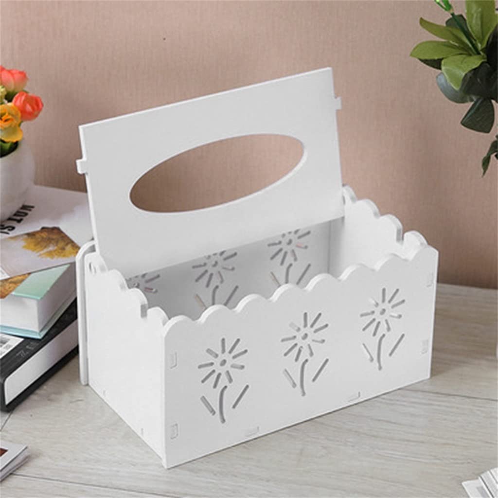 Decorative Multifunctional Tissue Box Holder - White Napkin Storage Organizer for Living Room, Bathroom & Office | Stylish Home Decor Accessory