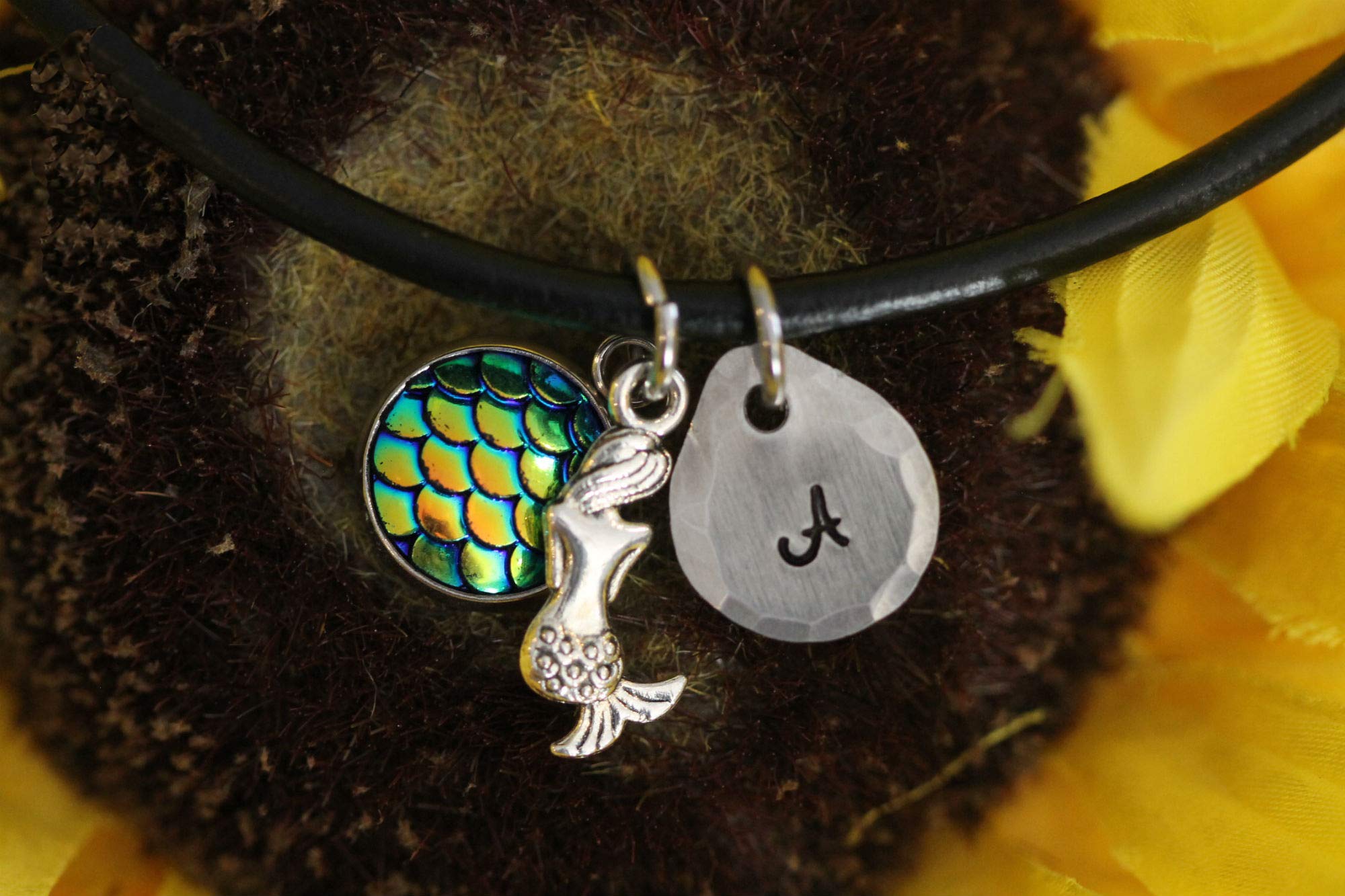Mermaid Initial Necklace - Personalized Mermaid Charm Pendant for Ocean Lovers - Beach Themed Jewelry Gift for Women & Girls - Fantasy Necklace for Good Luck - Perfect for Birthdays, Beach Vacations & Mermaid Theme Parties