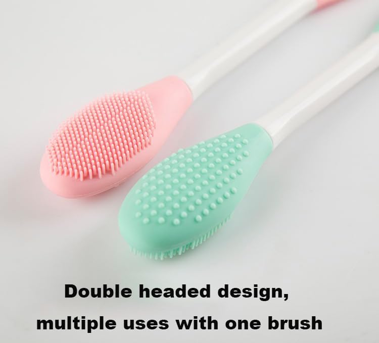 KitchenFest® Silicone Face Scrubber & Exfoliator Brush - Dual Pack (6.5 Inch) for Deep Cleansing, Mask Application & Pore Care | Soft Flexible Facial Brush for Mud, Clay & Skincare Products | Perfect for Daily Face Wash & Spa Treatments