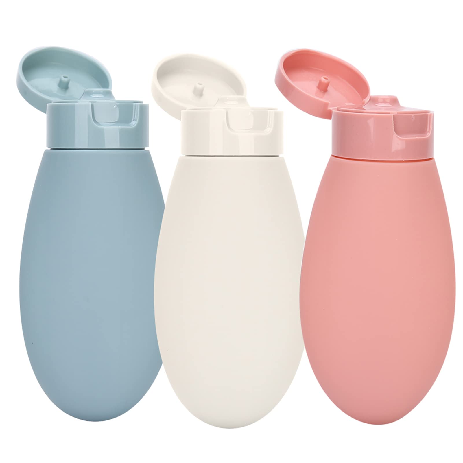 3pcs Silicone Travel Bottles for Shampoo, Shower Gel & Lotion - Leak-Proof Toiletry Containers for Airplane Carry-On | Perfect for Vacation, Gym & Business Trips
