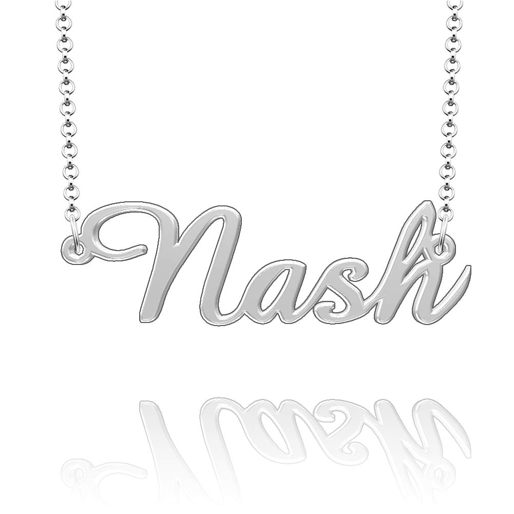 Custom Sterling Silver Name Necklace - Personalized Last Name Plate Pendant - Unique Gift for Family, Mom, Wife - Perfect for Anniversaries, Birthdays & Special Occasions