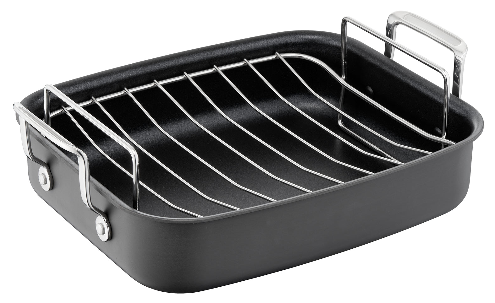 Jamie Oliver by Tefal Premium Hard Anodised Roaster Pan with Rack - 26x32cm Nonstick Oven Safe Cookware for Turkey, Chicken & Vegetables - H9029582