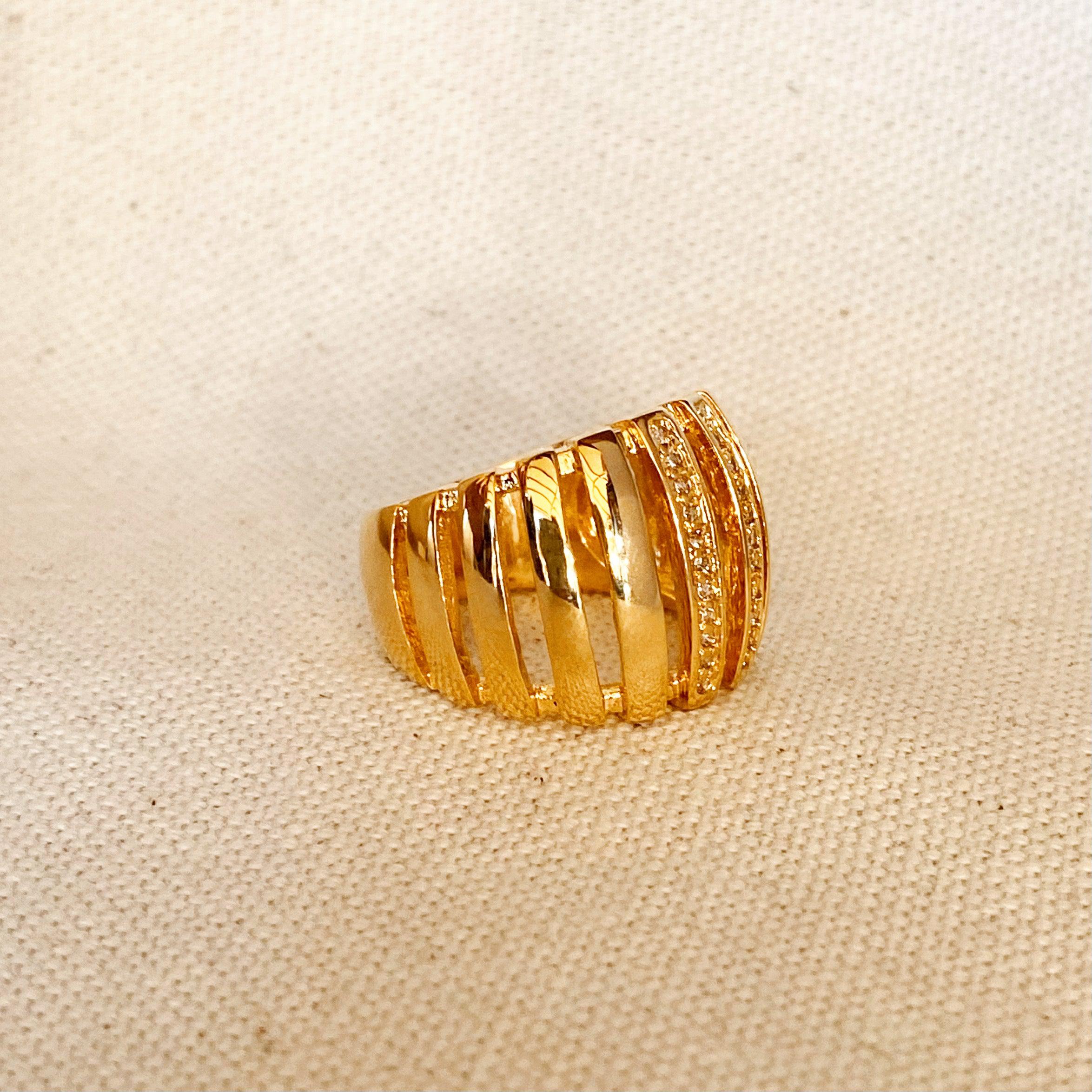 18K Gold Filled Chunky Statement Ring for Women - Bold Fashion Jewelry Gift for Parties, Date Night & Special Occasions