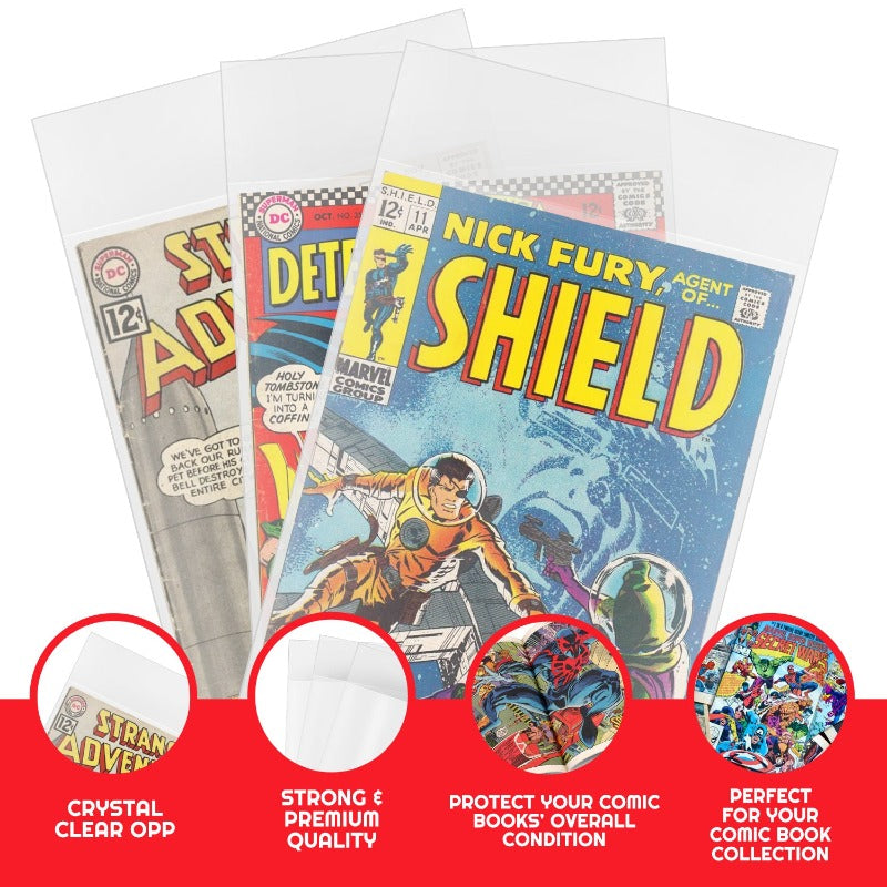 Silver Age Comic Book Bags - 2MIL Acid-Free Comic Protector Sleeves for Collectible Storage & Preservation | Perfect for Comic Book Collectors & Long-Term Archiving