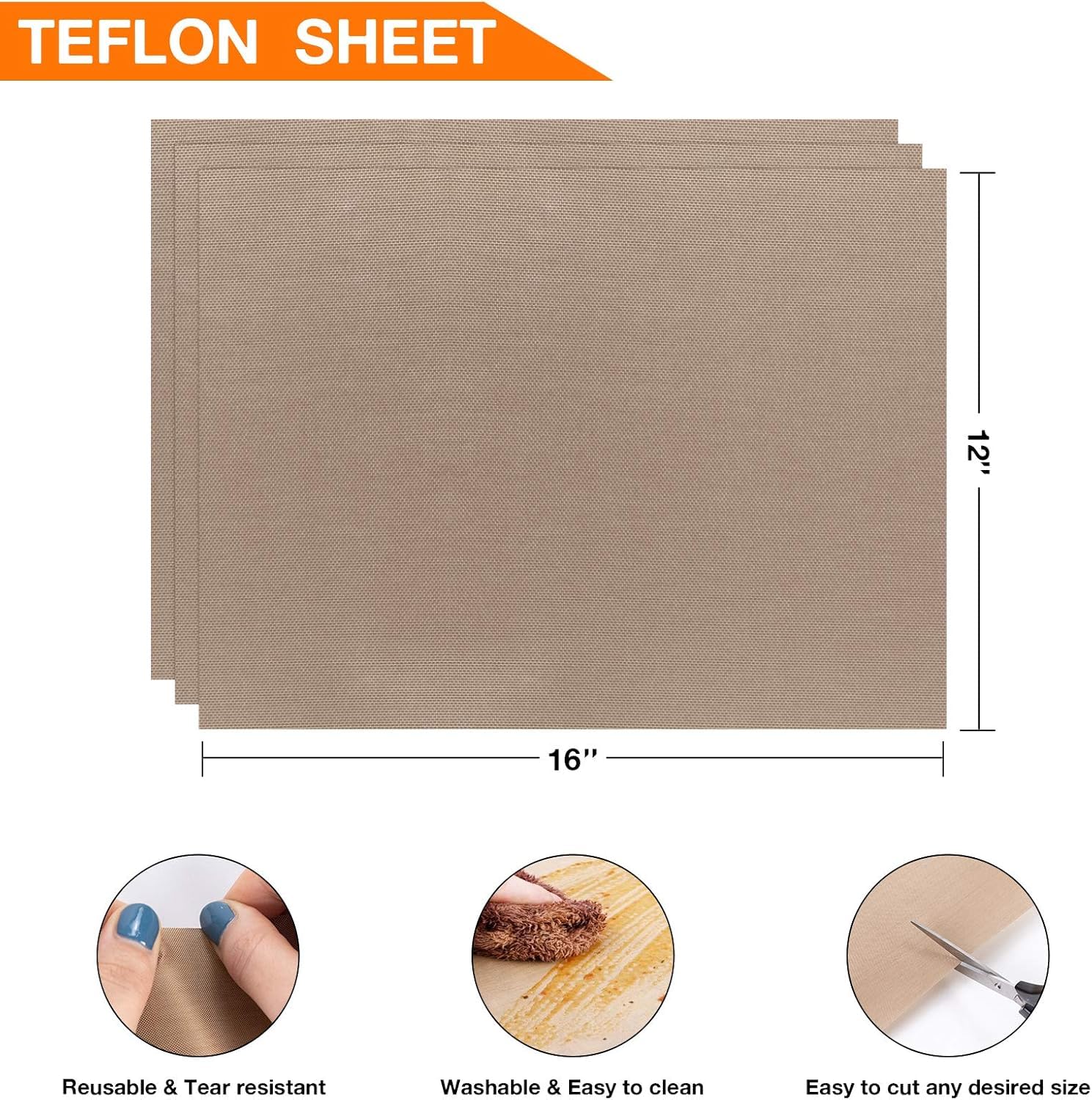 10 Pack PTFE Teflon Sheet for Heat Press - 16
