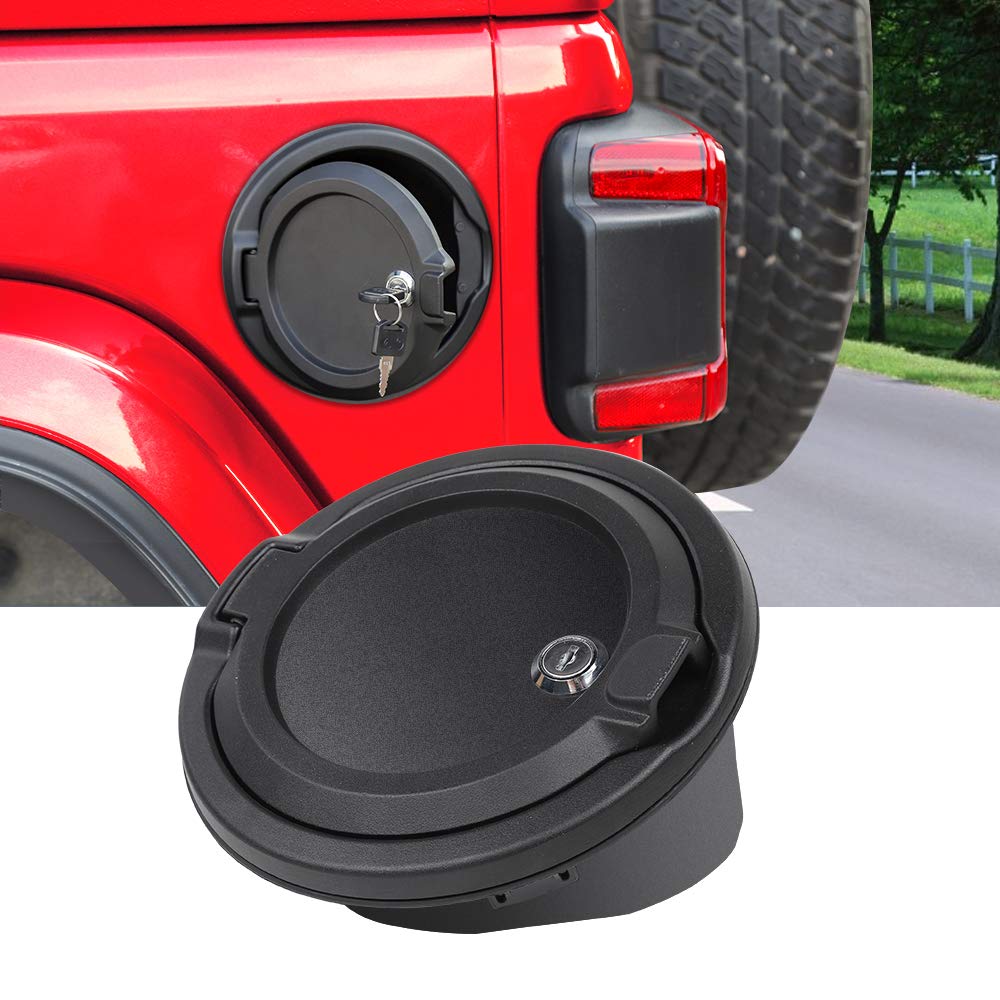 JeCar Locking Gas Tank Door - Aluminum Fuel Filler Cover for Jeep Wrangler 2018-2023 JL & Unlimited Models | Durable Exterior Accessory | Perfect for Off-Roading & Vehicle Security Protection