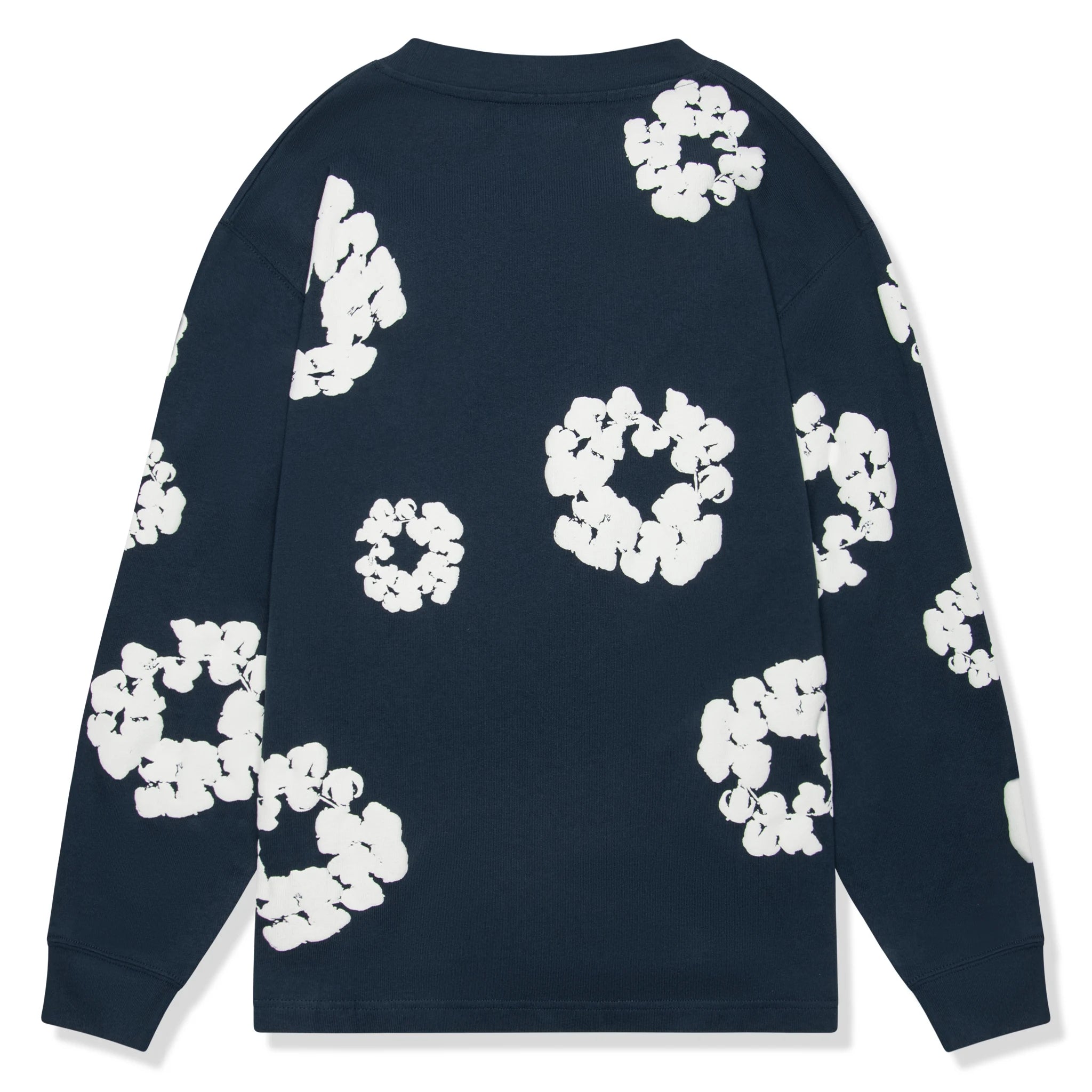 Denim Tears Cotton Wreath Long Sleeve T-Shirt for Men - Navy Blue Casual Streetwear Top for Everyday Wear & Urban Fashion