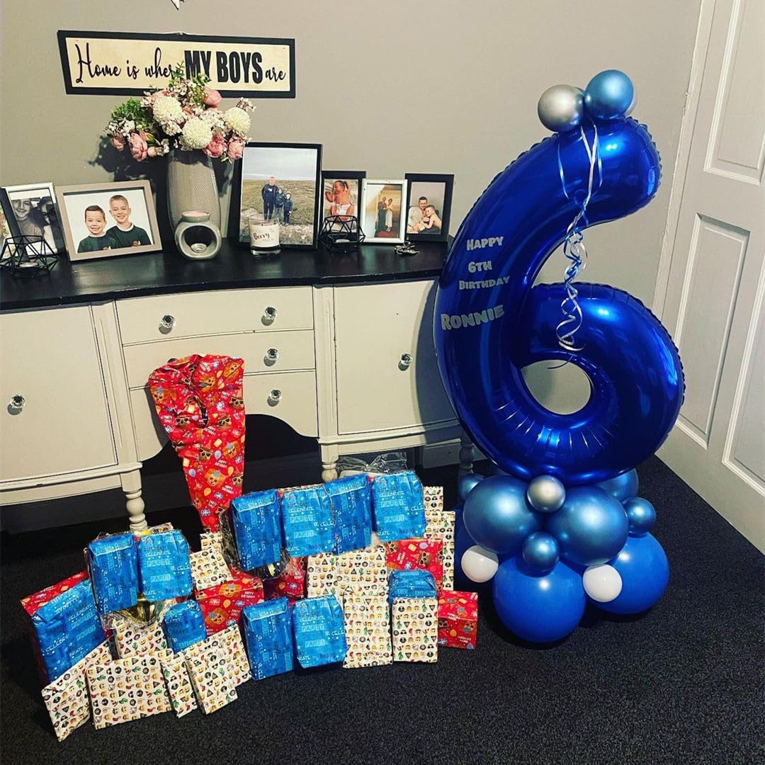 40 Inch Navy Blue Number 6 Foil Balloons - Large Mylar 6th Birthday Balloon Decor for Parties, Graduation, Baby Shower & Anniversary Celebrations - Perfect for Photo Backdrops and Event Centerpieces