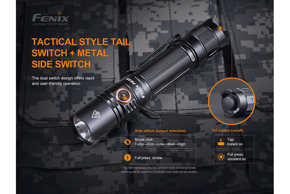 Fenix PD35 V3.0 Tactical Flashlight - 1700 Lumens High Power LED, Rechargeable EDC Torch for Camping, Hiking & Emergency Use