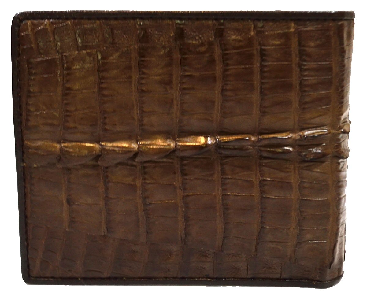 Luxury Men's Bifold Crocodile Leather Wallet - Genuine Crocodile Tail Skin, Dark Brown - Perfect for Business, Travel & Everyday Use