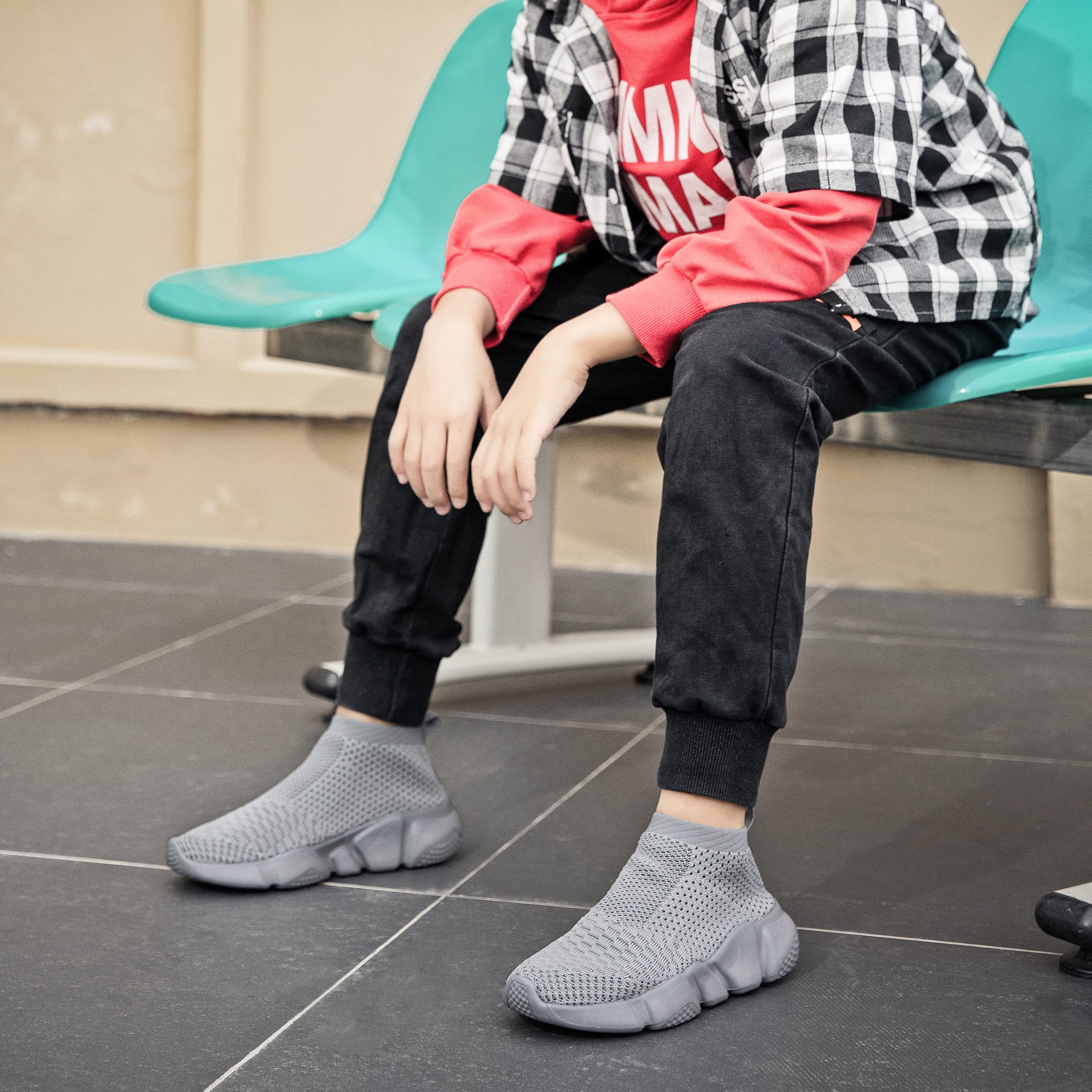 Santiro Boys & Girls Breathable Knit Slip-On Socks Shoes - Lightweight Comfort for School, Play & Everyday Wear