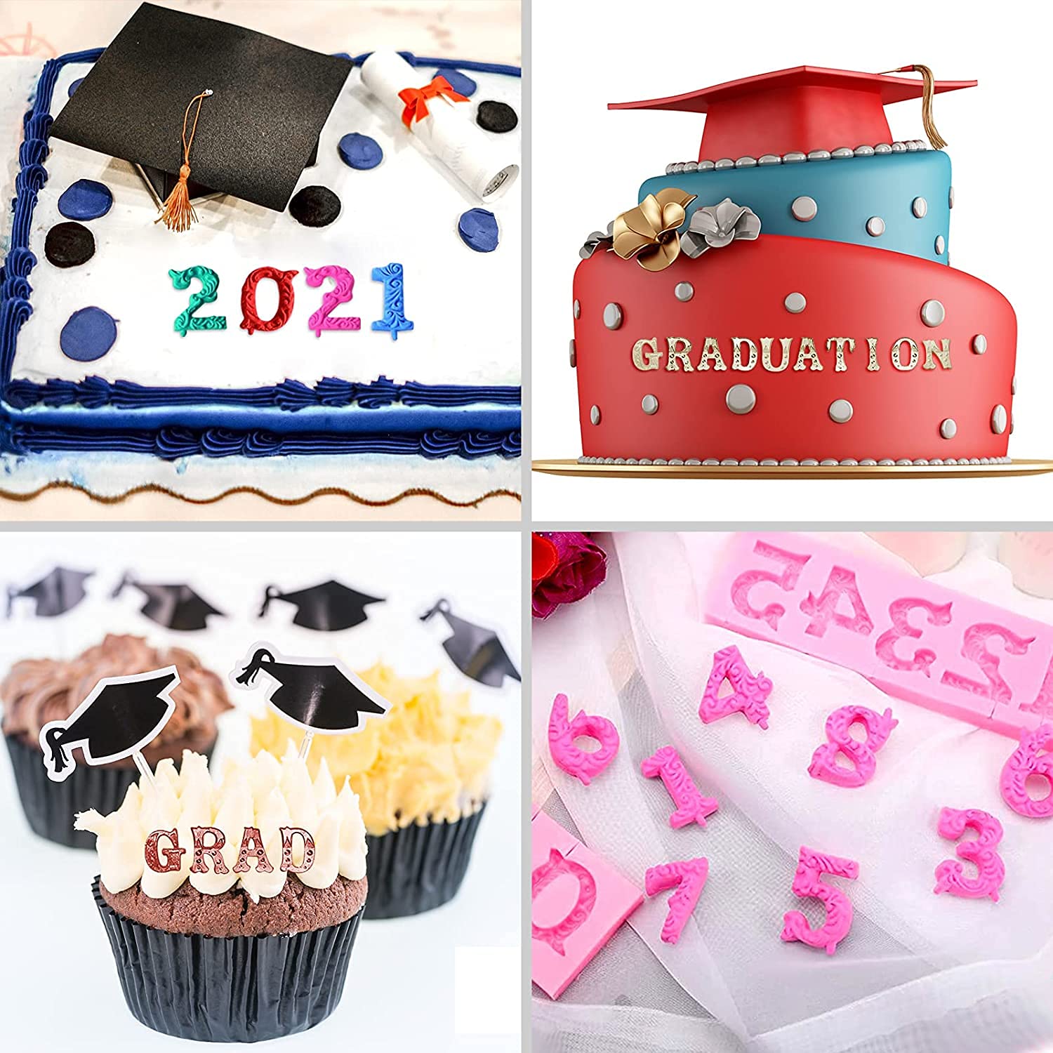 3D Embossed Silicone Molds Set - Alphabet A-Z & Numbers 0-9 for Fondant, Chocolate, Candy Making | Perfect for Birthday Cakes, Graduation Cupcakes, Anniversary Desserts & DIY Cake Decorations | Reusable Baking Molds for Lollipops, Gum Paste, Clay & Cupcake Toppers