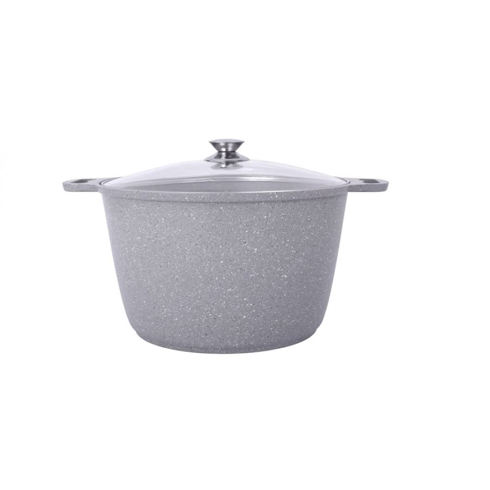 Non-Stick Aluminum Wok Cooking Pot with Glass Lid - 10.5 Quart (10L) Light Marble Dutch Oven for Camping, Kitchen & Outdoor Cooking - Perfect for Stir-Frying, Stewing & Campfire Meals