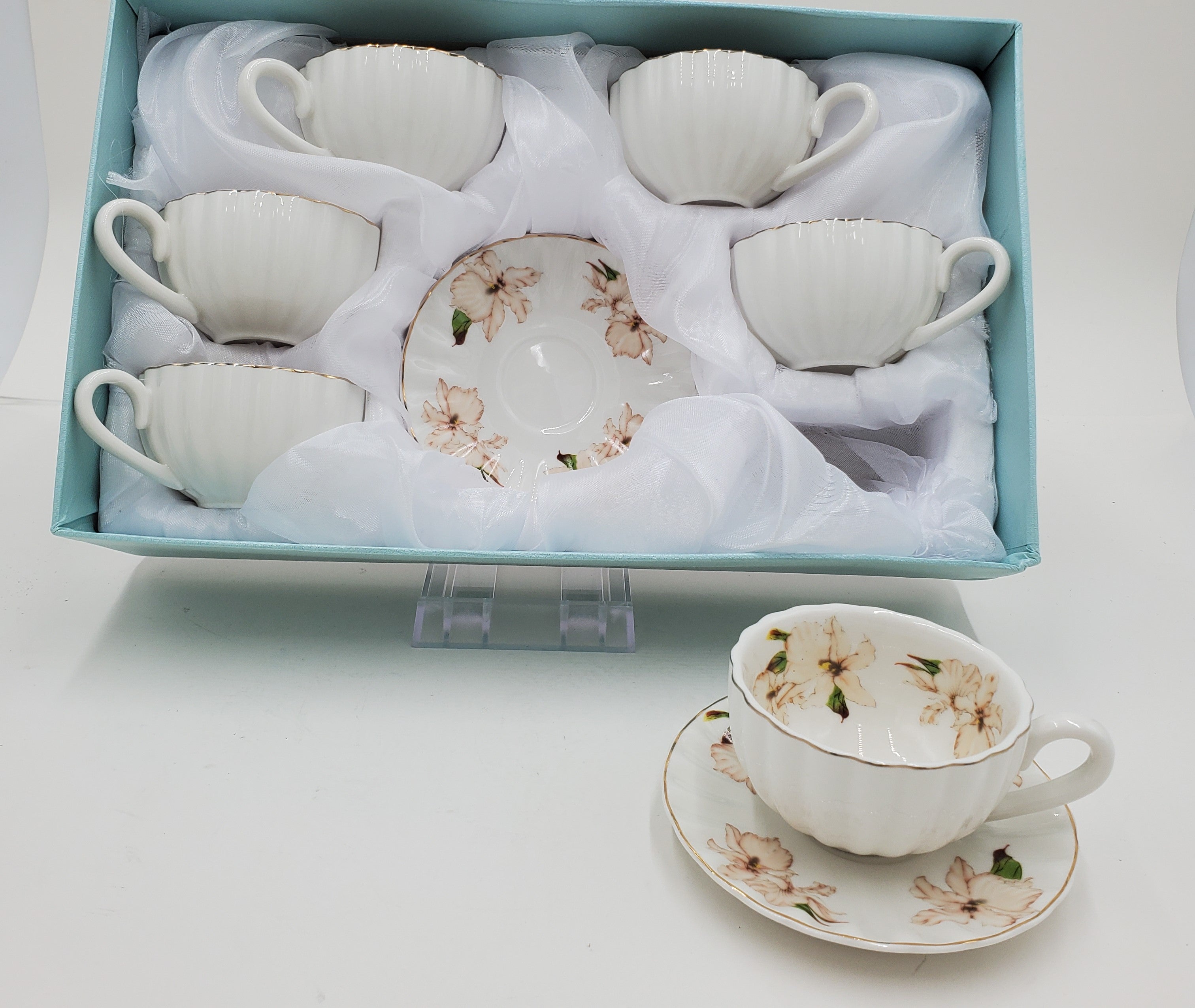 6-Piece Coffee Mug Set with Floral Design - Perfect for Home, Office, and Gift Giving