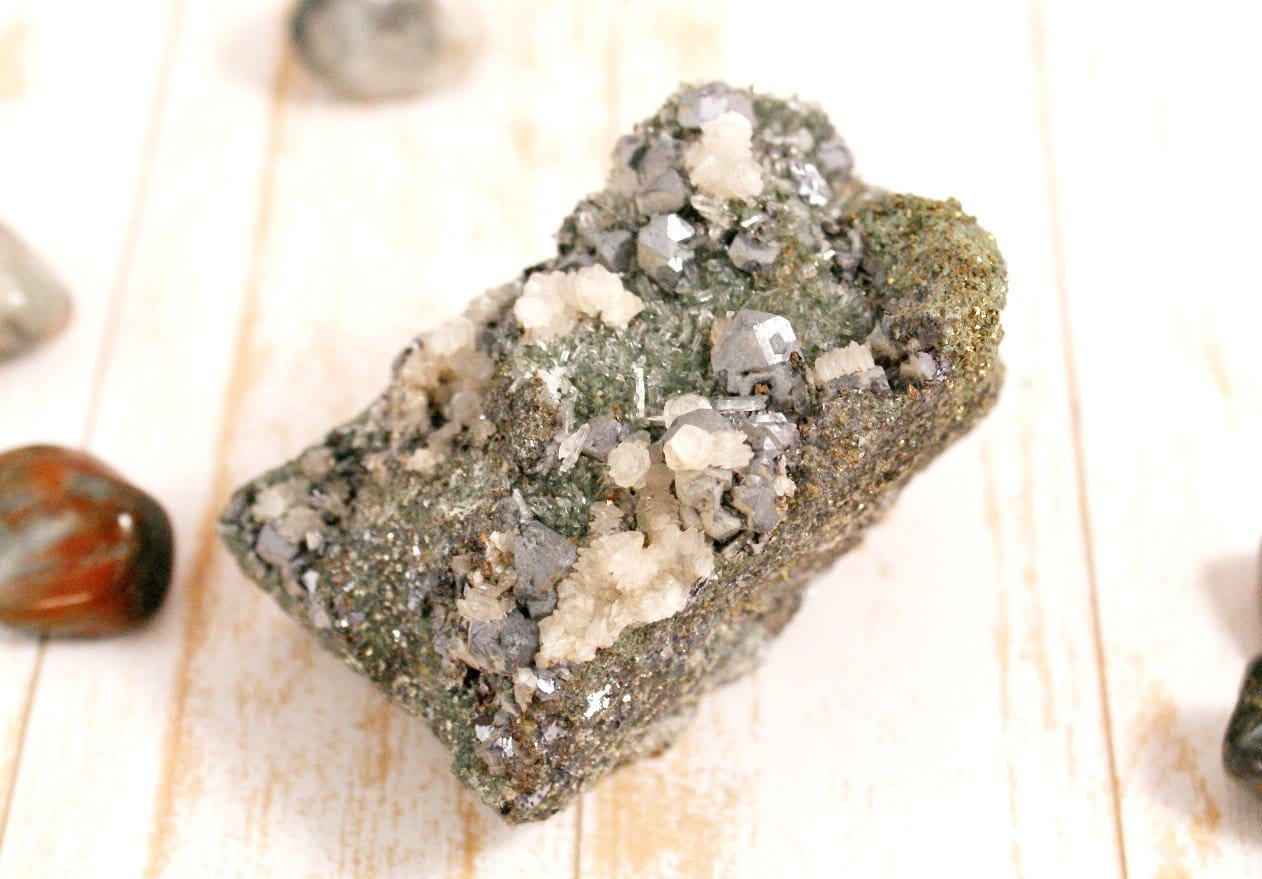 Natural Bulgarian Quartz with Pyrite, Galena & Chlorite - Healing Crystal for Meditation, Energy Work & Home Decor