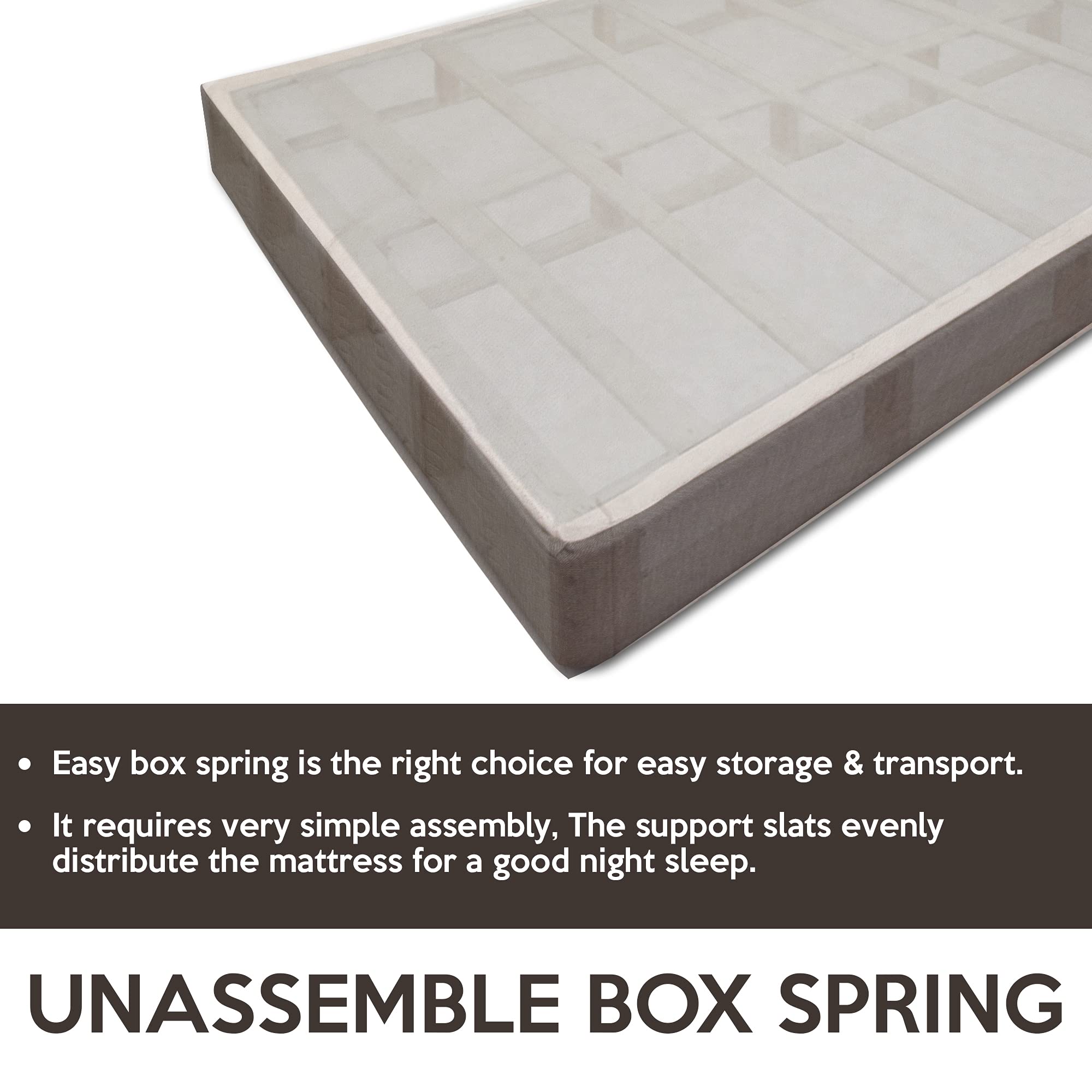 Treaton Easy Assembly Wood Box Spring Foundation with Frame - California King Size, Black - Perfect for Bedroom, Guest Room & Dorm Use