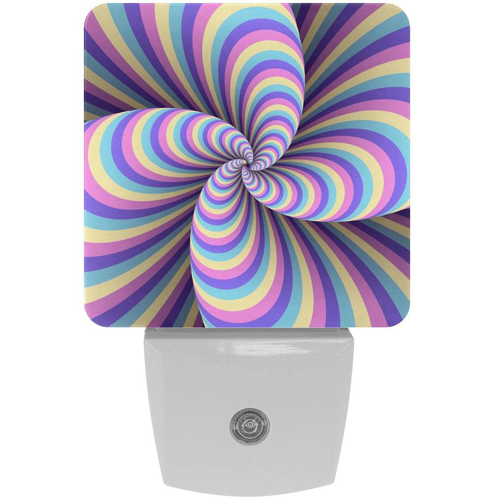 Multicolor Abstract Stripe LED Night Light with Smart Sensor - Dusk to Dawn Auto On/Off, 0.5W Plug-in Nightlight for Bedroom, Bathroom, Kitchen, Hallway & Stairs (2-Pack) - Perfect for Kids Rooms, Elderly Safety & Midnight Bathroom Visits
