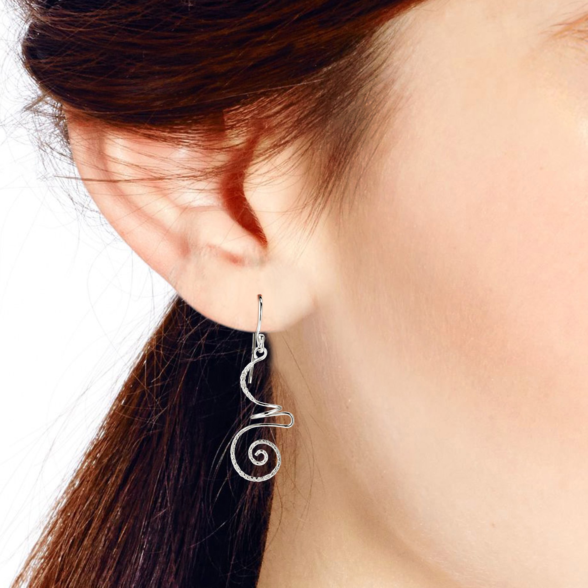 AeraVida .925 Sterling Silver Dangle Earrings for Women - Intricate Abstract Swirl Design, Lightweight Boho Chic Drop Earrings | Perfect for Parties, Weddings & Everyday Wear