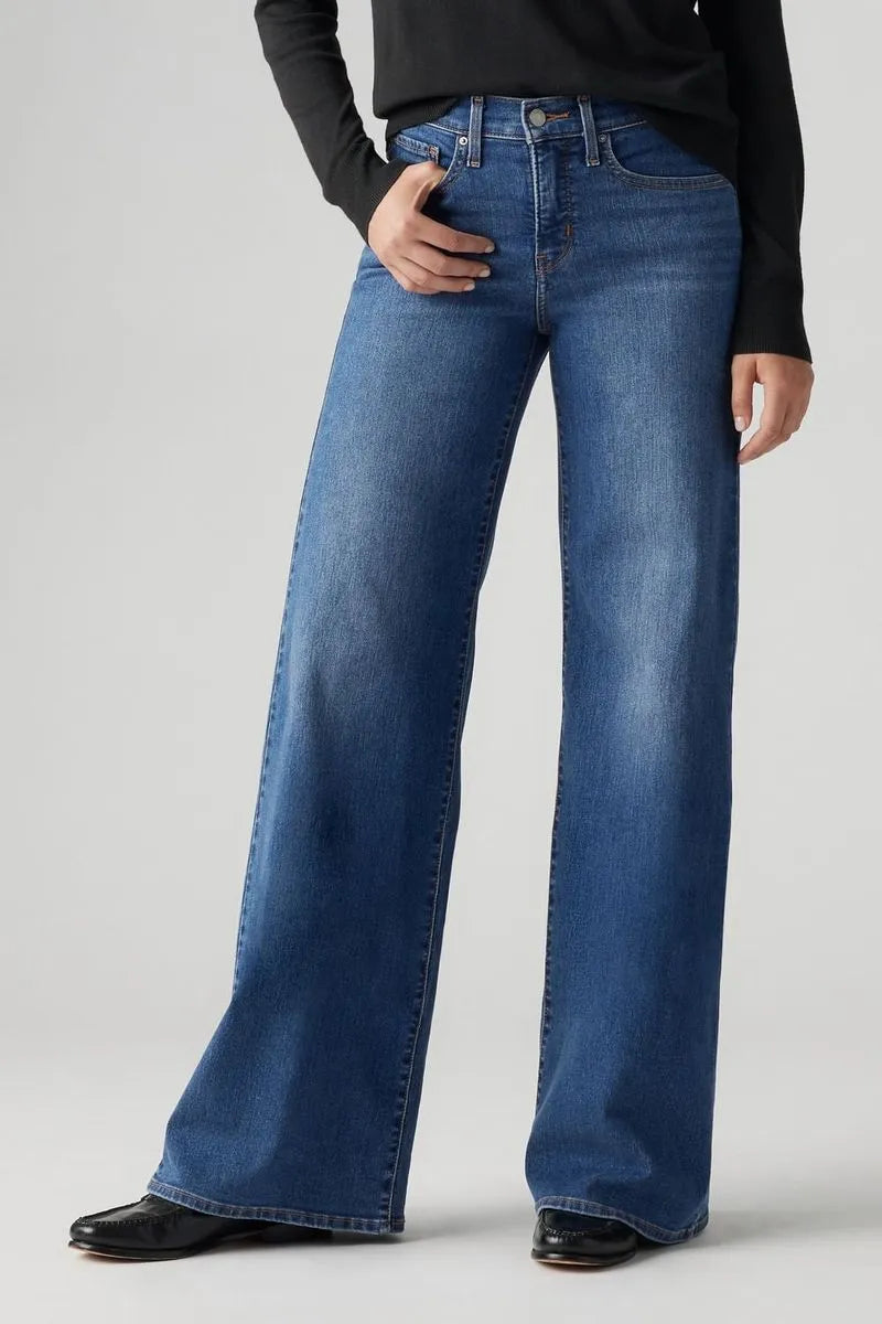 Levi's Women's Wide Leg Jeans - Clever Girl Medio Oscuro Denim Pants for Casual Wear & Everyday Style