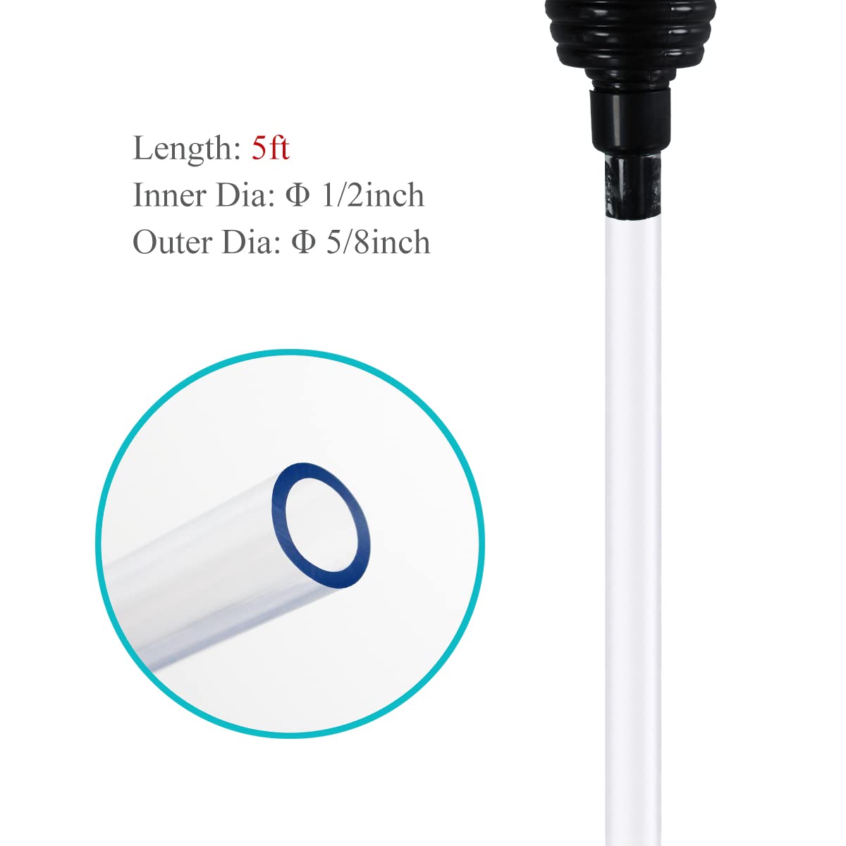 5ft Aquarium Siphon Vacuum Cleaner - Fish Tank Gravel & Sand Cleaner with Water Changer - Perfect for Freshwater & Saltwater Tank Maintenance