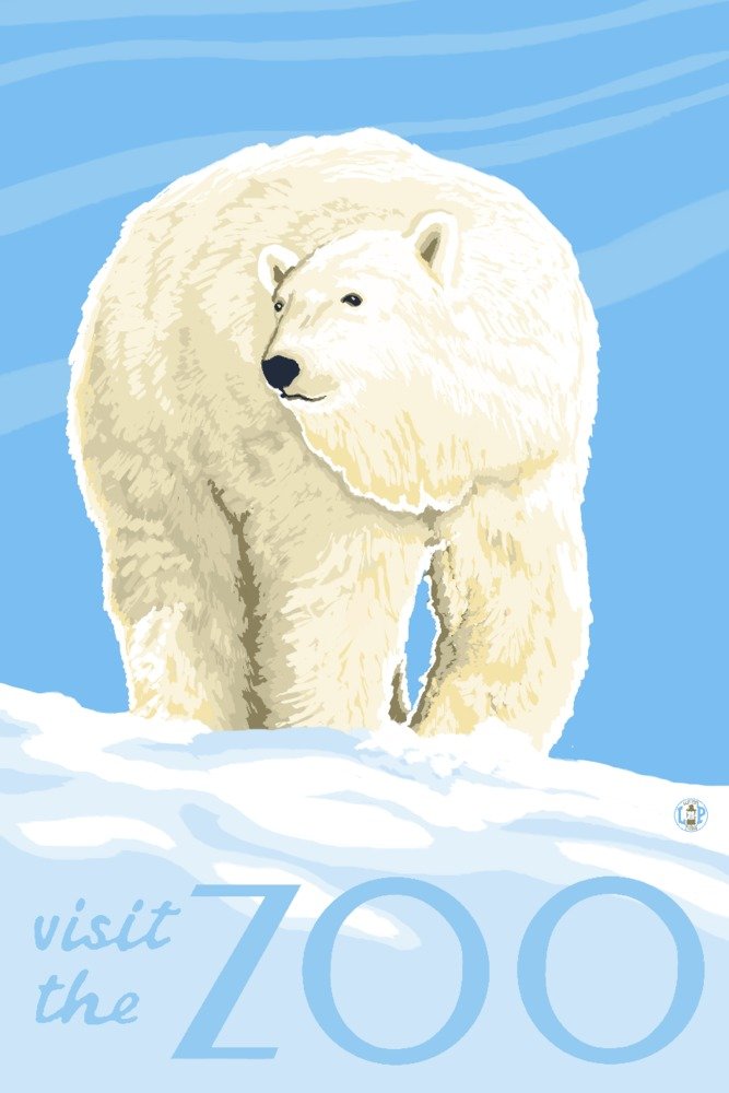 Lantern Press Polar Bear Solo Visit the Zoo - 24x36 Wrapped Canvas Wall Art Decor for Living Room, Bedroom & Office - Wildlife Animal Painting for Home & Office Decoration