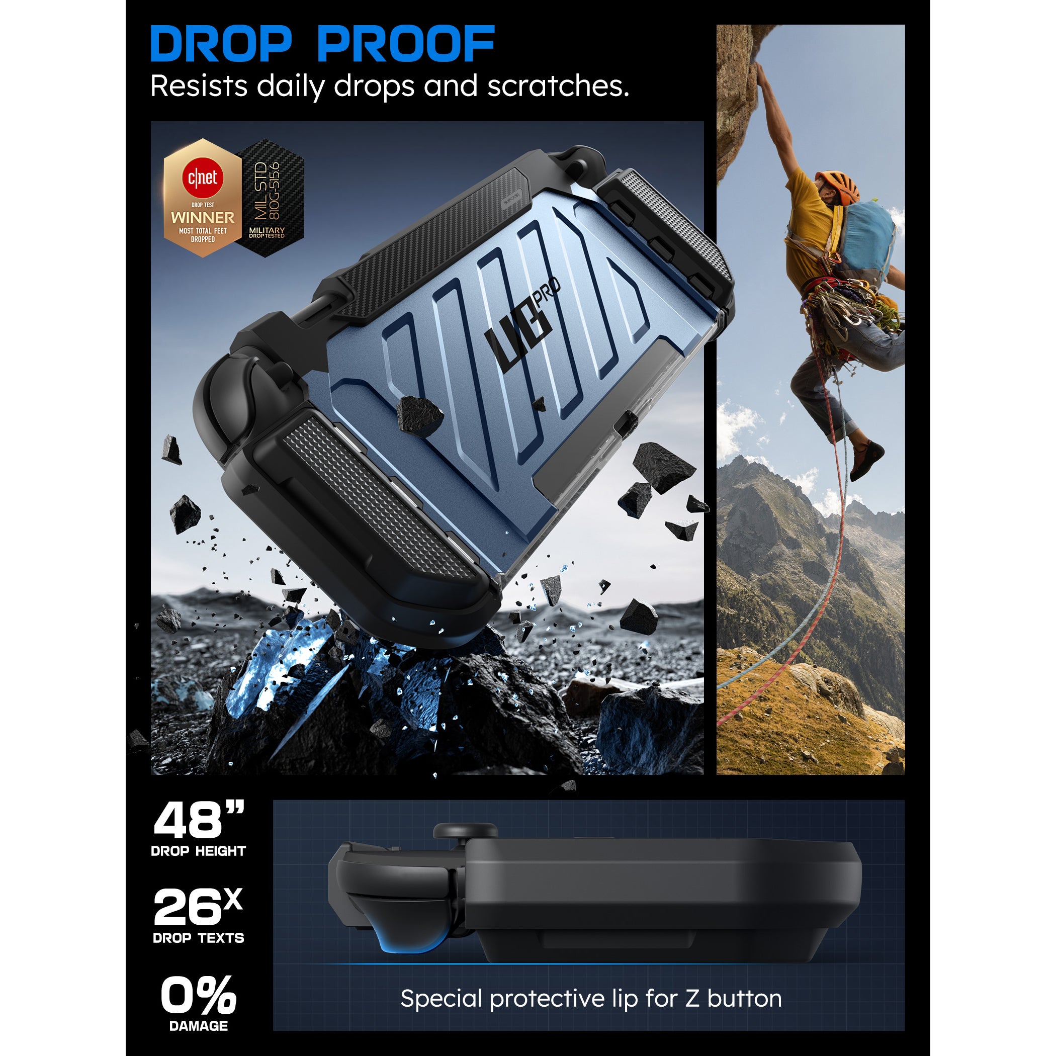 Nintendo Switch 2 Unicorn Beetle PRO Protective Gaming Case - Shockproof & Scratch-Resistant Cover with Built-in Screen Protector - Perfect for Travel, Commuting & Outdoor Gaming (Metallic Blue)