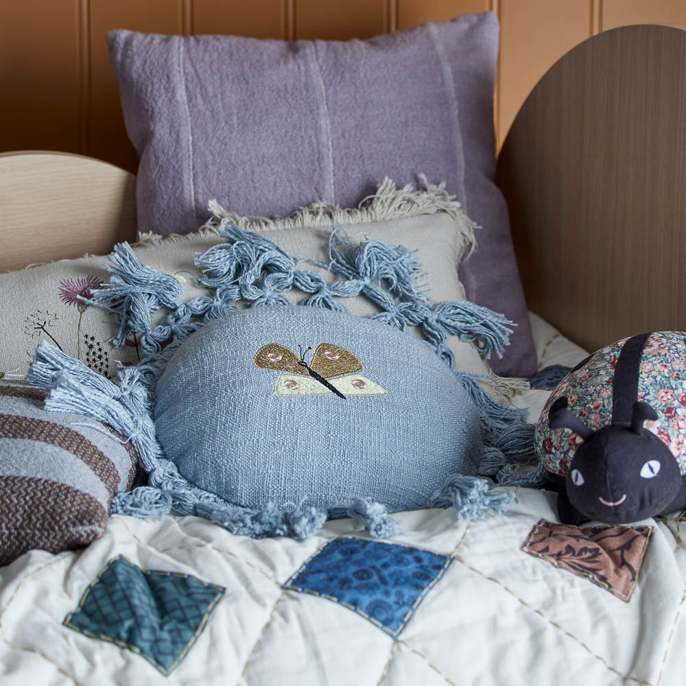 Bloomingville Elinna Kids Cushion - Soft Blue Decorative Pillow for Children's Room, Nursery, Playroom & Reading Nook | Comfortable & Stylish Home Decor