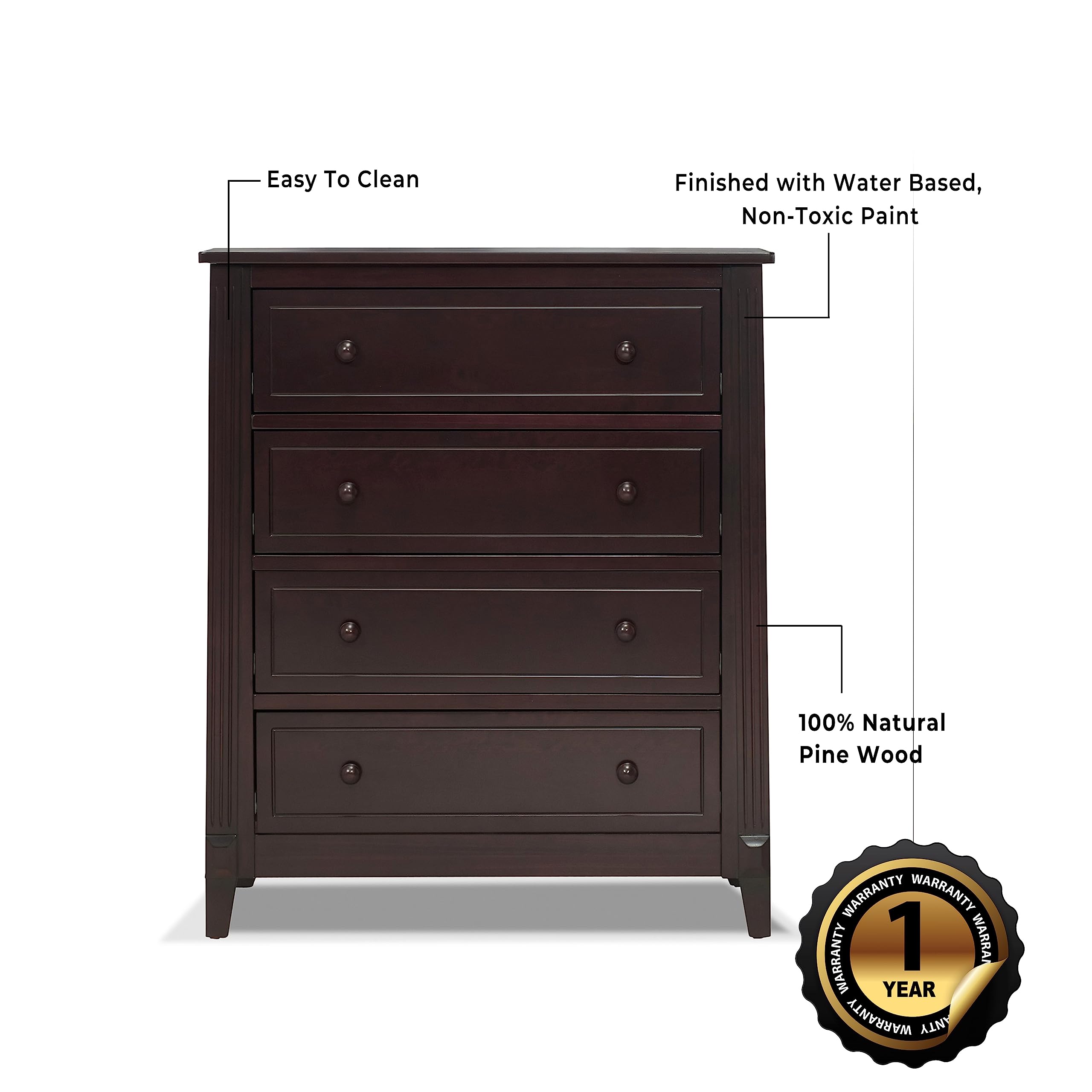 Sorelle Furniture Berkley Baby Dresser - Espresso Nursery Dresser with Drawers for Infant & Kids Bedroom | Perfect for Baby Clothes Storage & Nursery Organization