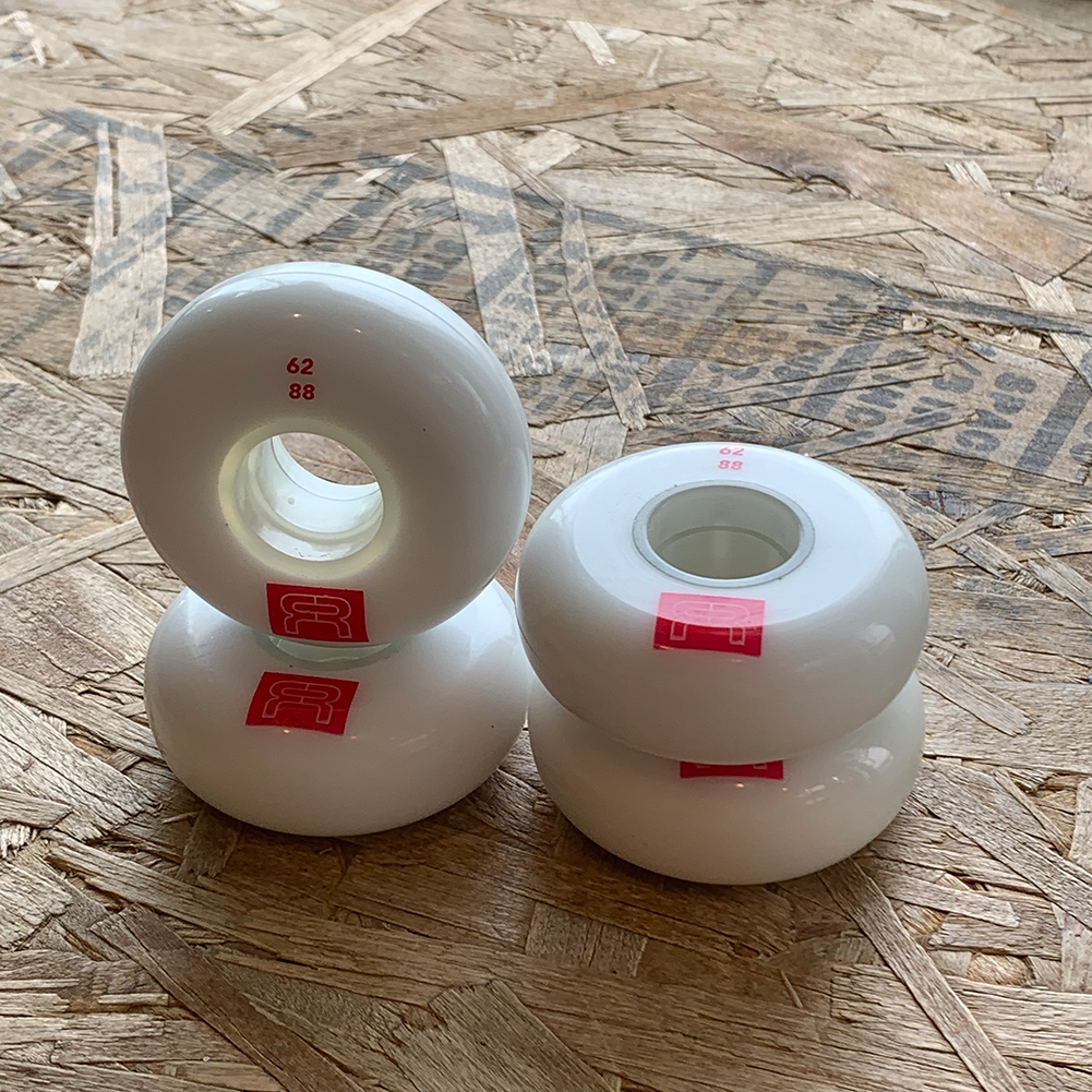 FR THE REC STREET WHEELS 62mm 88A White Skateboard Wheels (4-Pack) - Perfect for Street Skating, Cruising & Smooth Rides