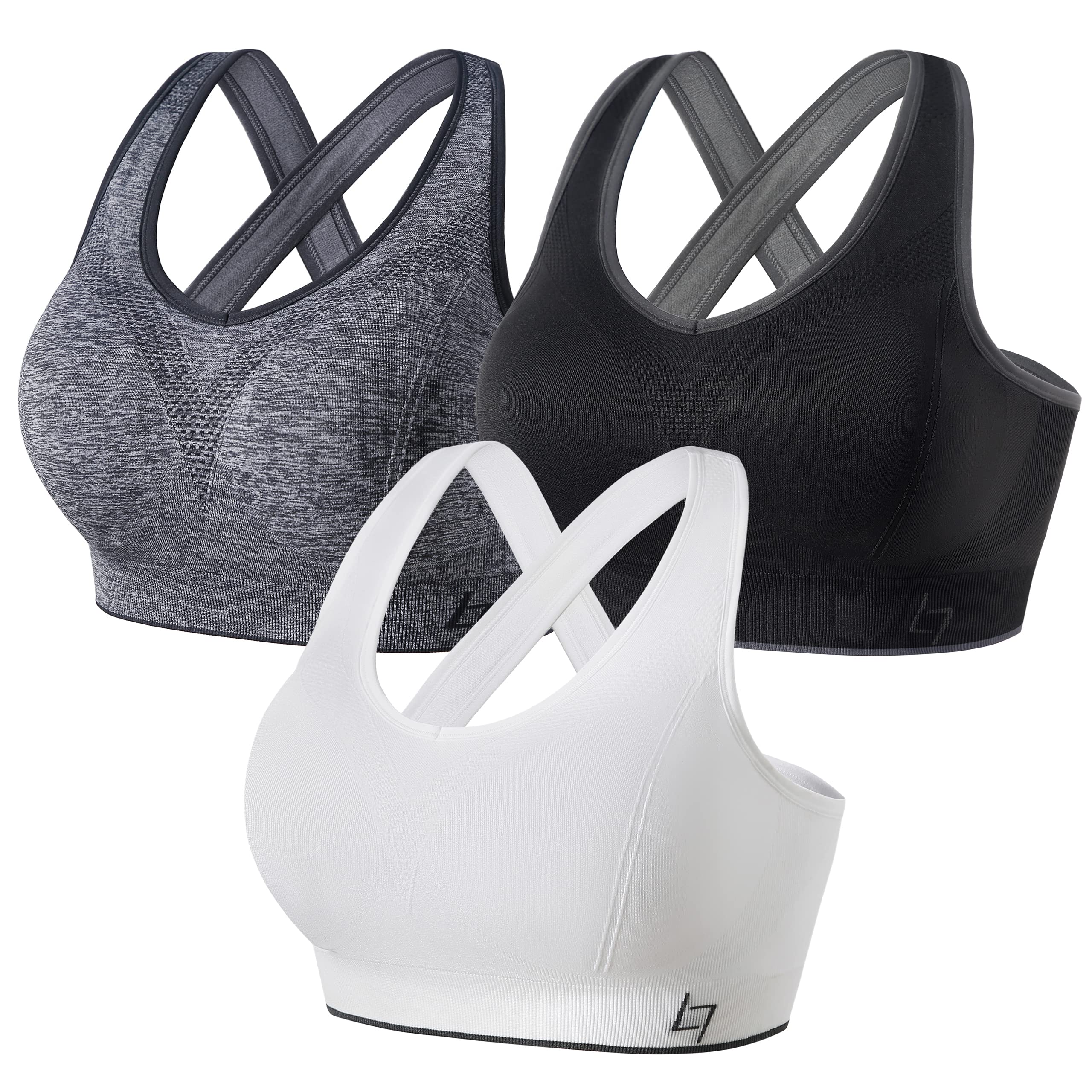 FITTIN Women's Cross Back Sports Bras - Seamless Workout Bra with Removable Padded Cups for Yoga, Gym & Running | High Support Activewear for Fitness & Training