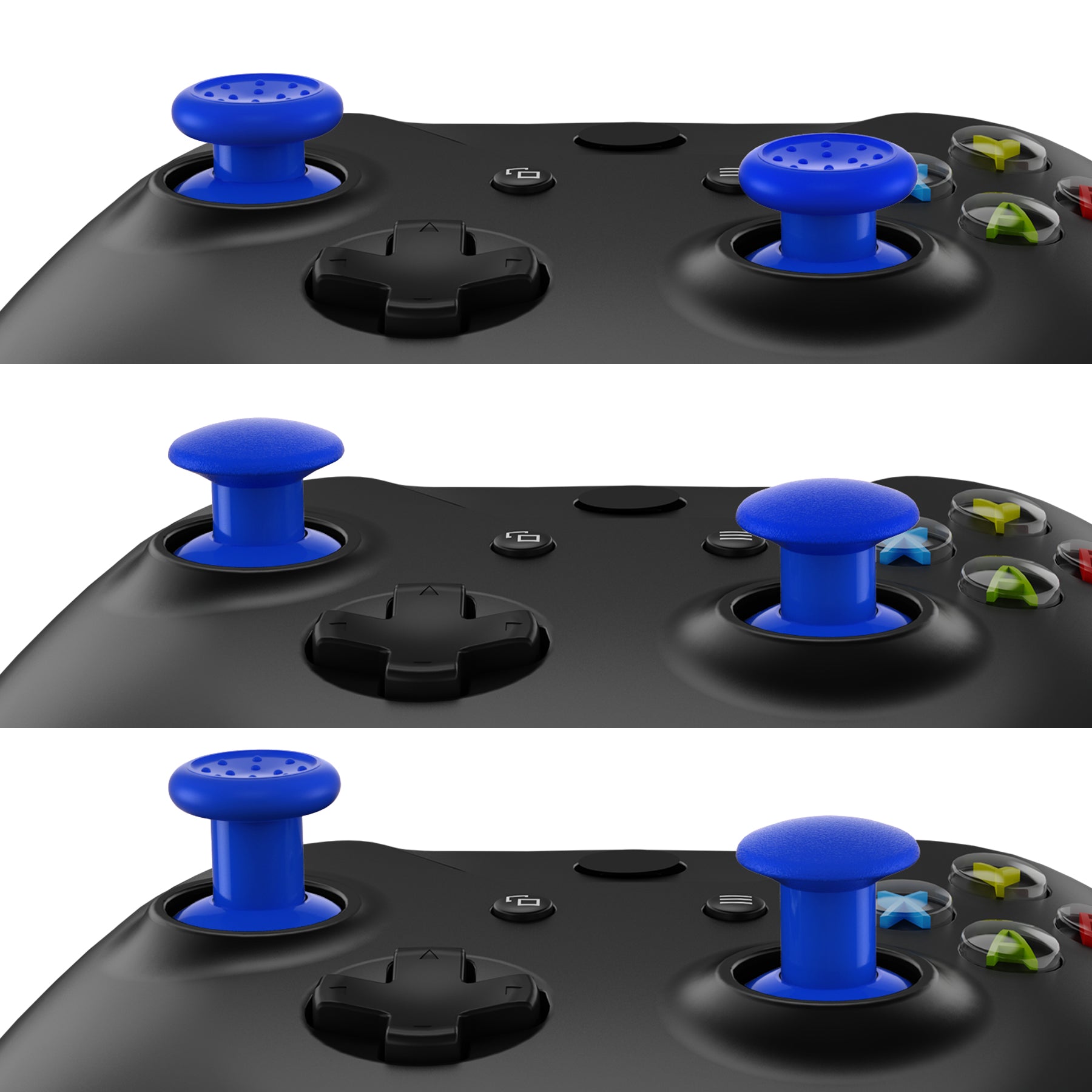 eXtremeRate Interchangeable Ergonomic Thumbstick for Xbox Series X/S, Xbox One, Xbox One Elite - 3 Height Adjustable Domed & Concave Joystick Grips (Blue, Model XOJ2112) - Perfect for FPS, Racing & Fighting Games