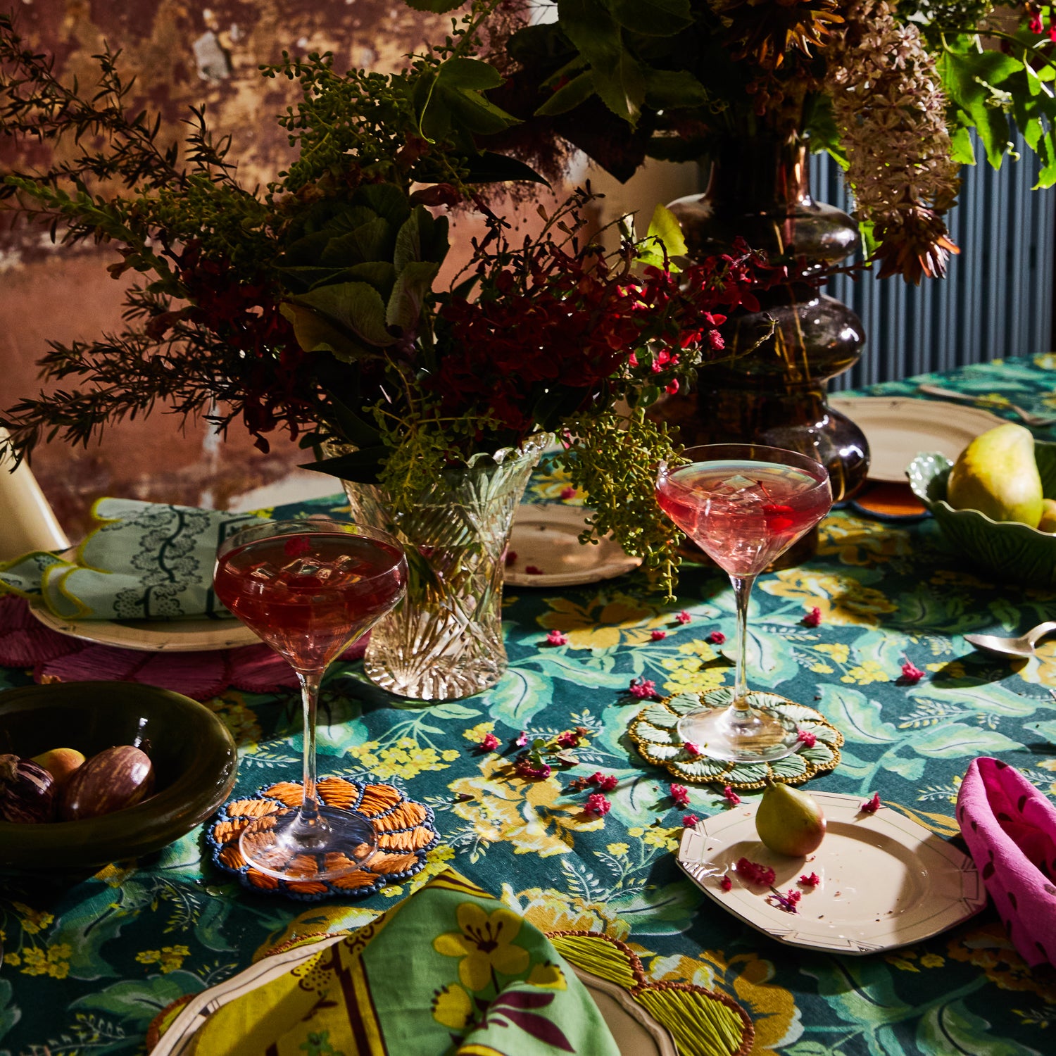 Margot Tablecloth - Waterproof & Stain-Resistant Forest Green Table Cover for Indoor/Outdoor Dining, Picnics, and Parties - 60x84 Inches
