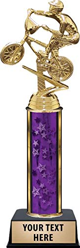 Custom Engraved Purple BMX Bike Trophy for Men - Personalized Crown Awards for BMX Riders & Cycling Competitions | Perfect for Championship Ceremonies, Sports Awards & Achievement Recognition