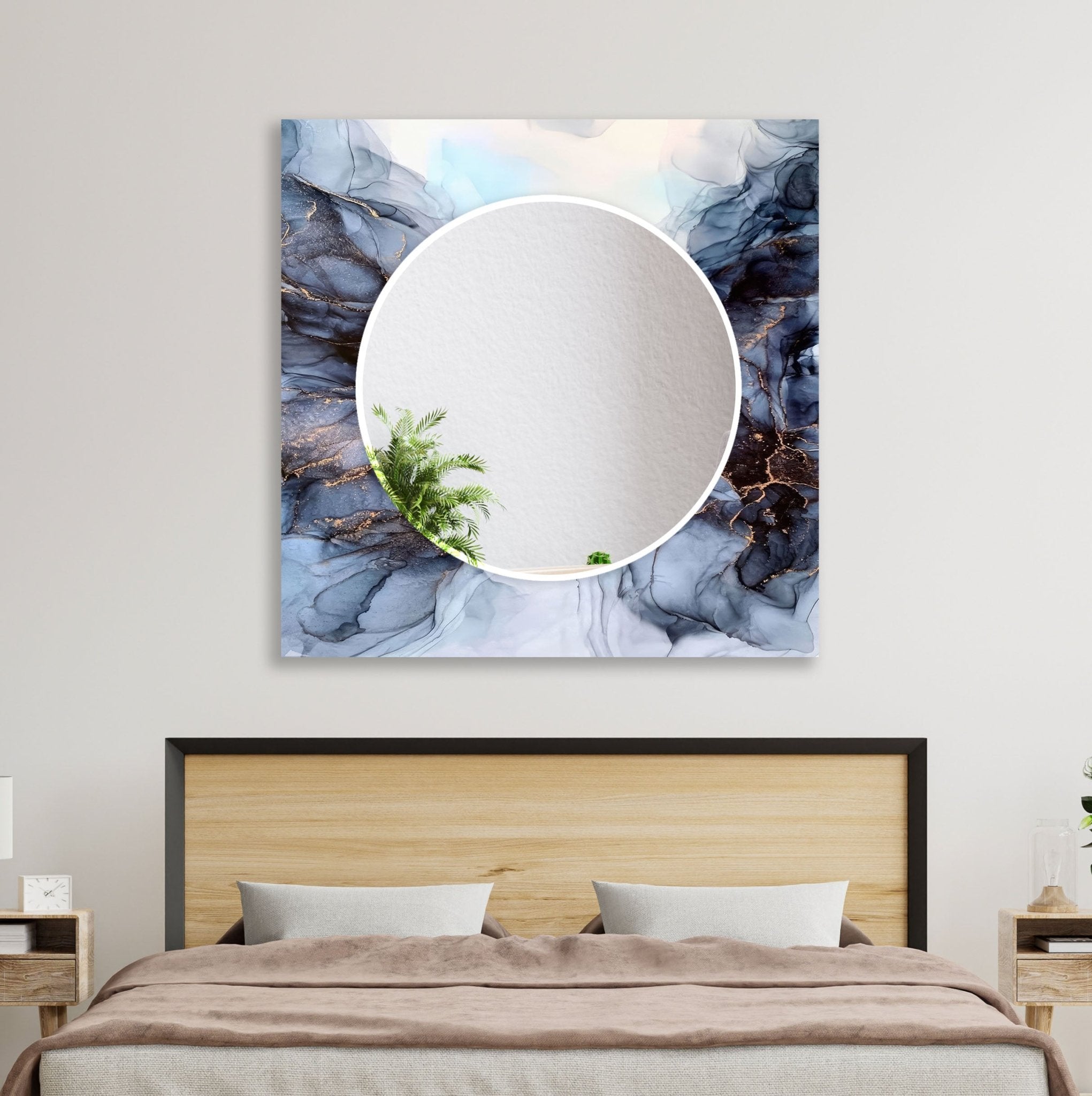 Abstract Grey Smoke Wall Mirror - Modern Decorative Mirror for Living Room, Bedroom & Bathroom - Stylish Home Decor & Functional Wall Art