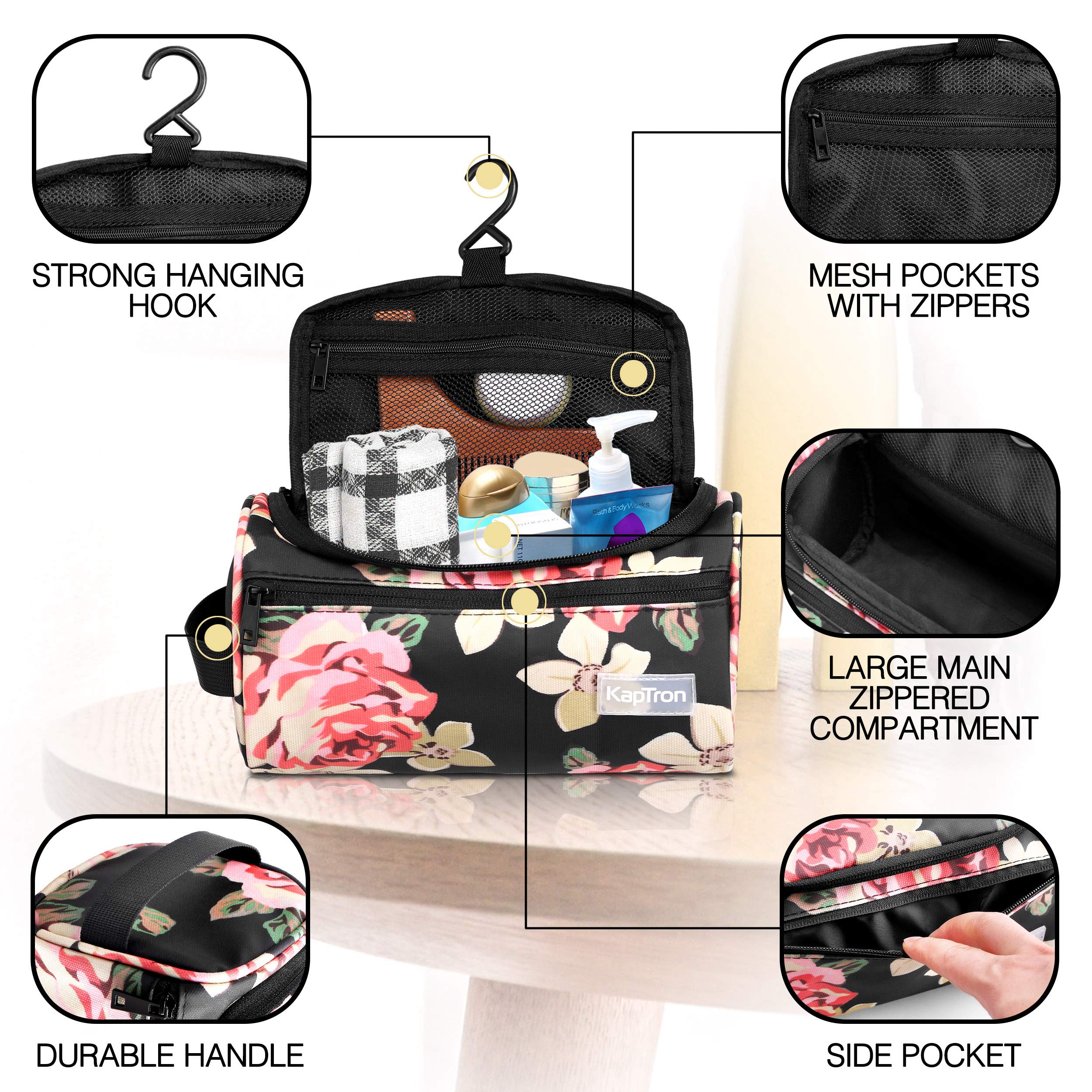 Waterproof Hanging Travel Toiletry Bag - Portable Cosmetic Organizer for Men & Women | Makeup, Shaving Kit, Grooming Tools & Hygiene Accessories | Perfect for Bathroom, Shower, Gym & Travel