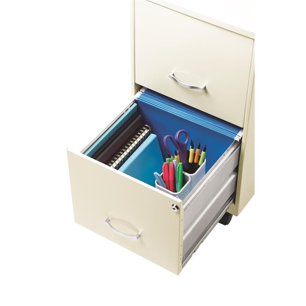 Home Square 2-Drawer Mobile File Cabinet Set - Pearl White (Set of 2) | Office Organization & Document Storage Solution for Home & Business
