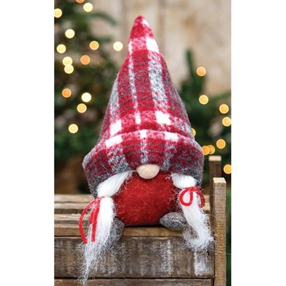 Soft Plush Mrs. Santa Gnome with Plaid Outfit - Perfect Christmas Decoration for Home, Office & Holiday Party Decor