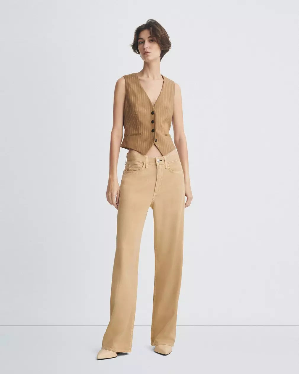 Featherweight Logan Wide Leg Pants in Beige - Comfortable & Stylish Women's Trousers for Casual Wear & Office Outfits