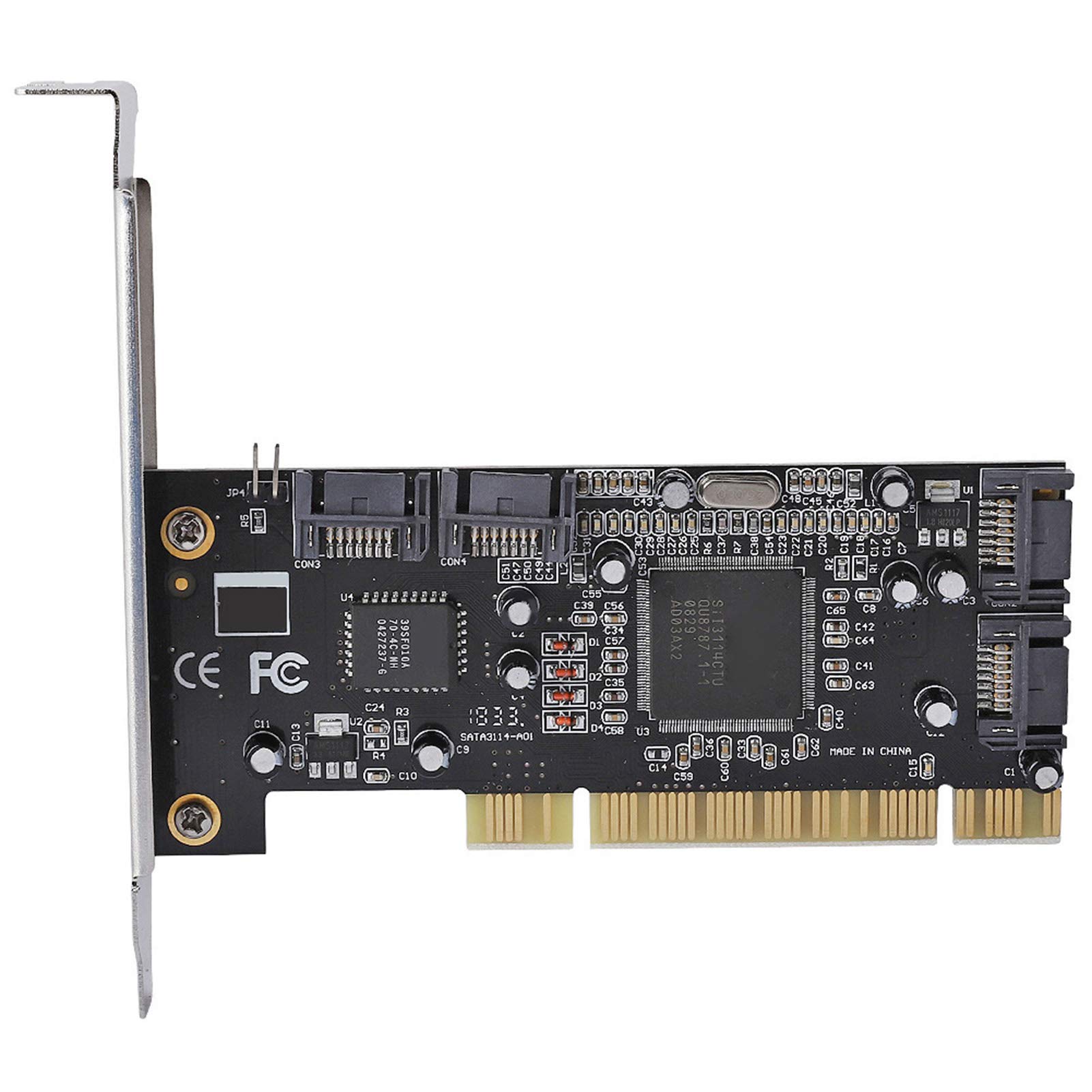 Dpofirs 4 Port SATA PCIe 3.0 X1 Controller Card - Supports 4 HDD/SSD Drives, PCI Express to SATA 1.5Gbps Adapter with Sil3114 Chipset & RAID Support for Windows Vista/Linux - Perfect for PC Builds, Data Storage Expansion, and Server Upgrades
