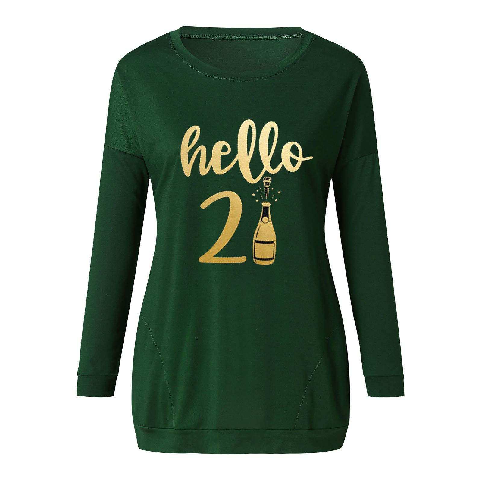 Gumiao Women's Long Sleeve Printed Casual Blouse with Pockets - Stylish O-Neck Graphic Tops for Everyday Wear, Office & Date Night Outfits