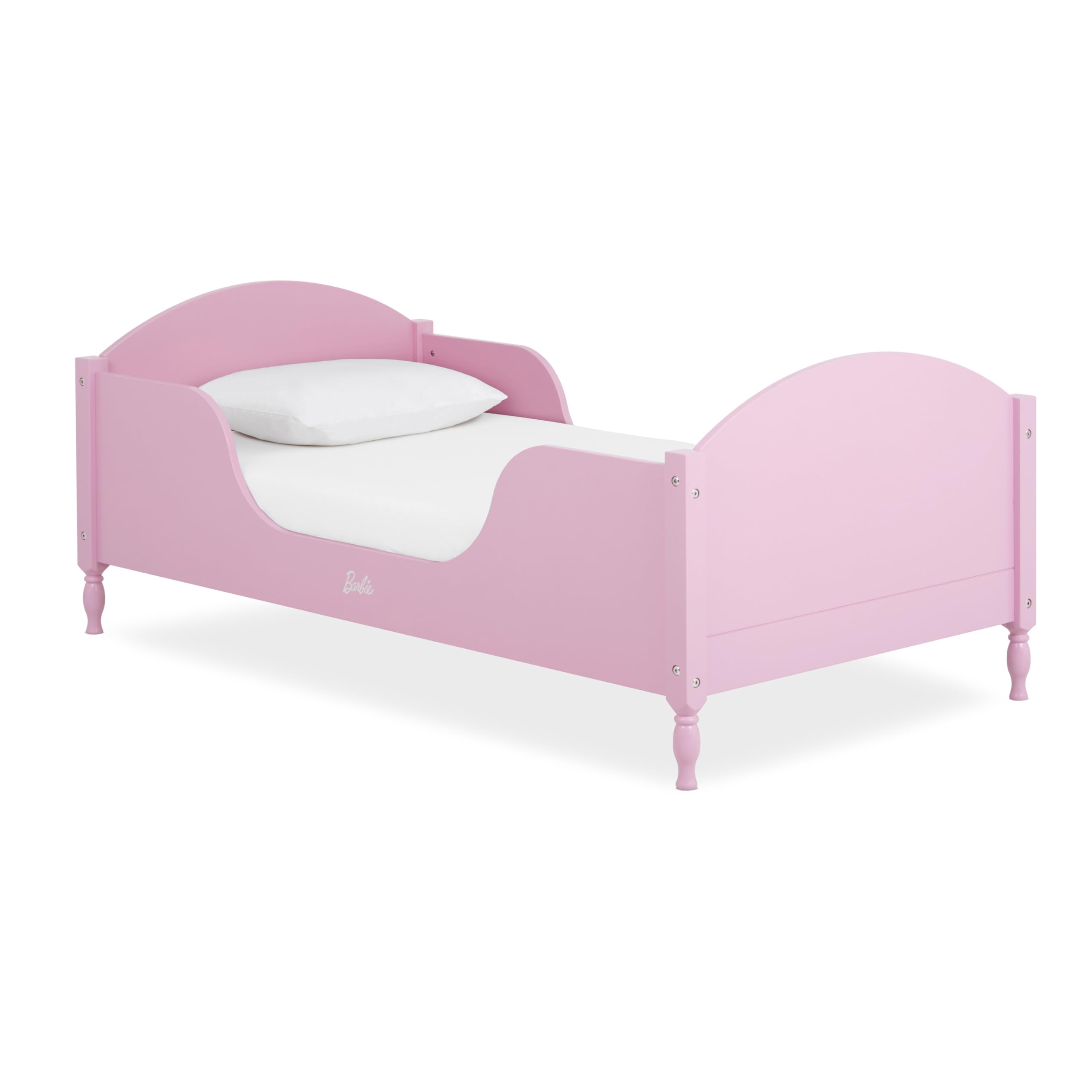 Barbie Dreamscape Wooden Toddler Bed - Pink JPMA & GreenGuard Gold Certified Low Floor Bed for Girls | Easy Assembly & Cleaning | Perfect for Nursery, Bedroom & Playroom Decor