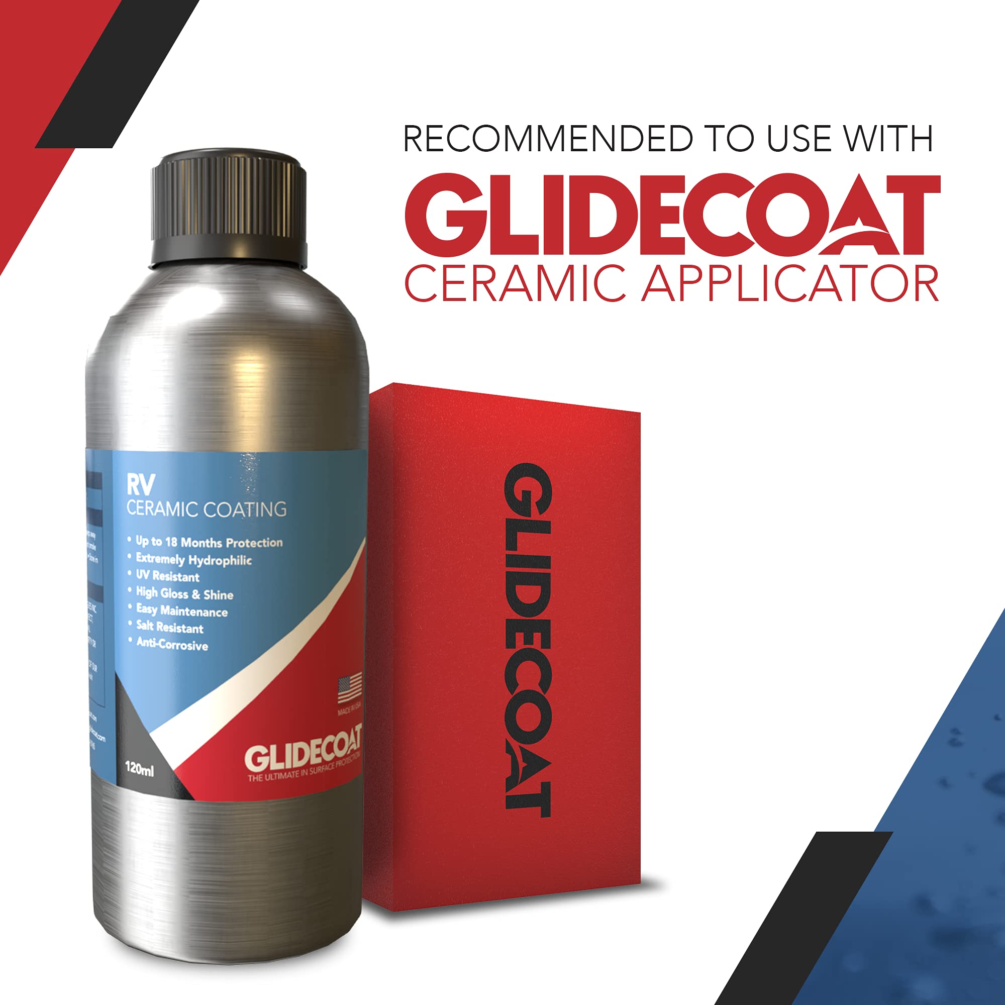 Glidecoat RV Ceramic Coating (120ml) - 9H Nano Ceramic Coating for RVs, Boats, Cars, Trucks & Aircraft - Long-Lasting Protection Better Than Wax - Hydrophobic UV-Resistant Paint Sealant - Perfect for Road Trips, Off-Roading & Marine Use